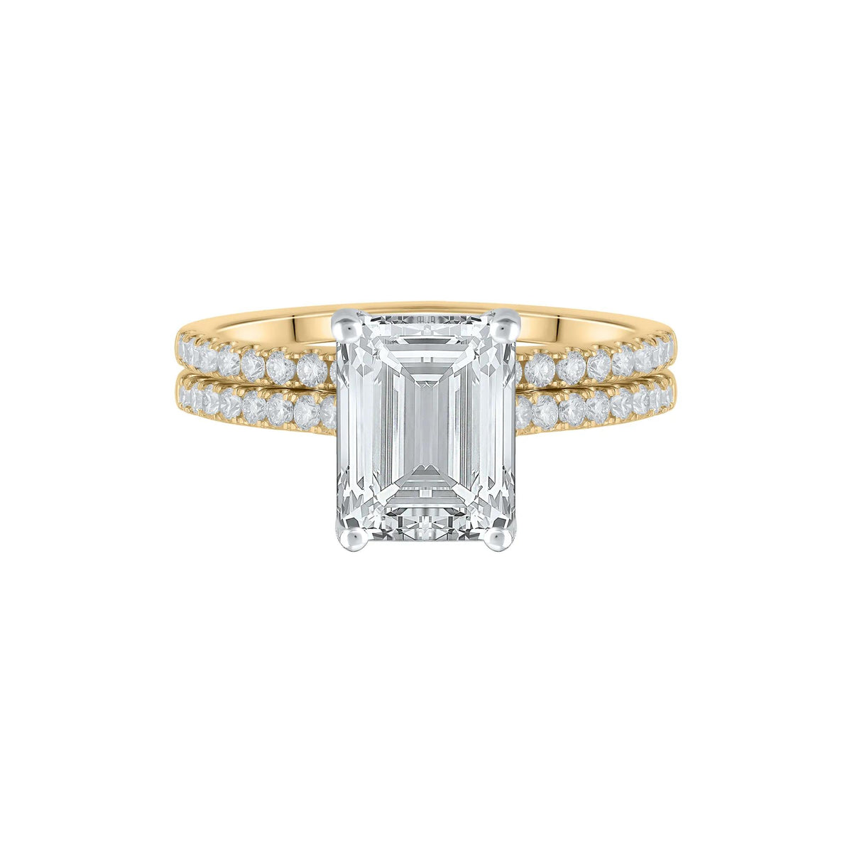 Lab Grown Diamond Emerald-Cut Wedding Set 14K Yellow Gold (3 ½ CT. Tw.) Ring Size 5