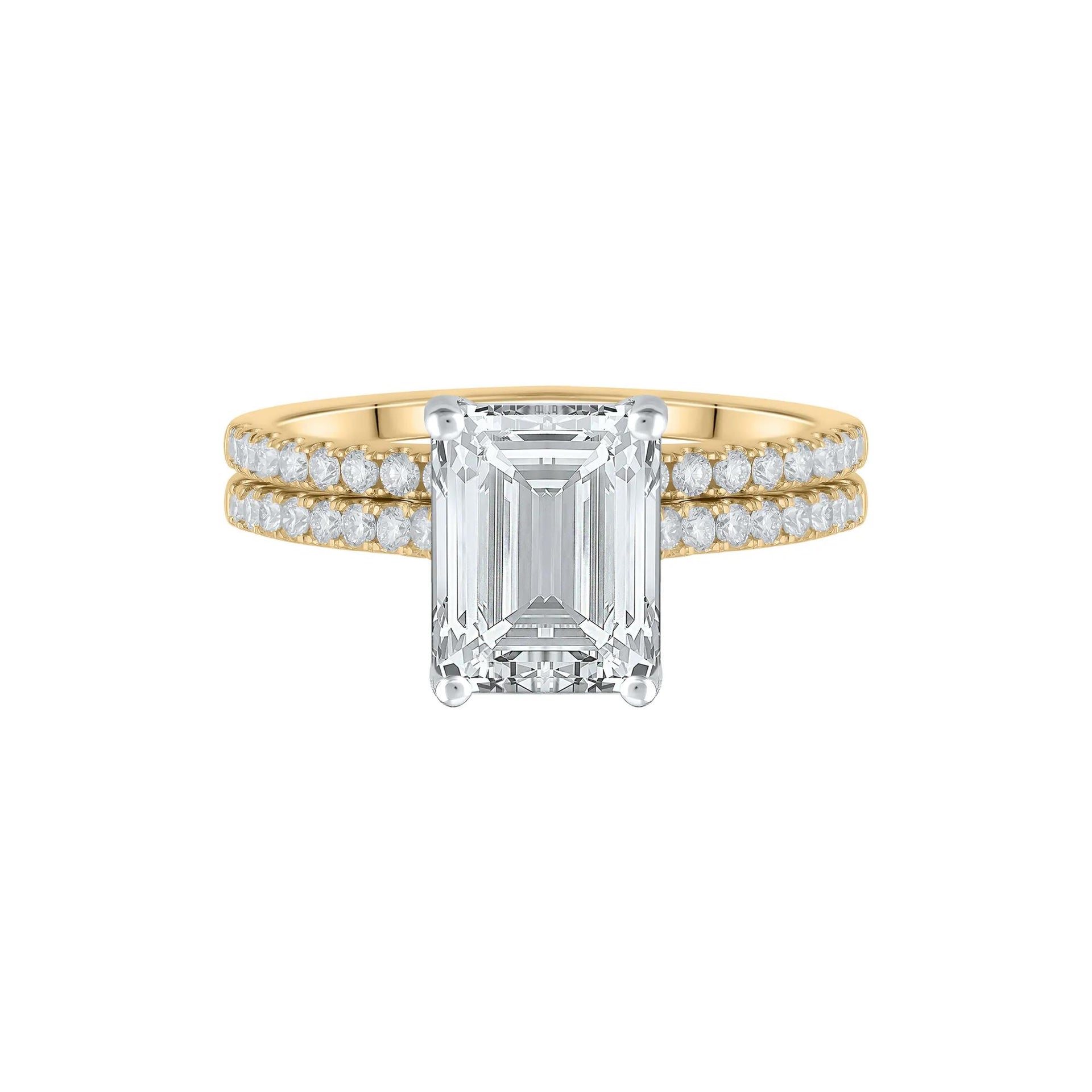 Lab Grown Diamond Emerald-Cut Wedding Set 14K Yellow Gold (3 ½ CT. Tw.) Ring Size 8