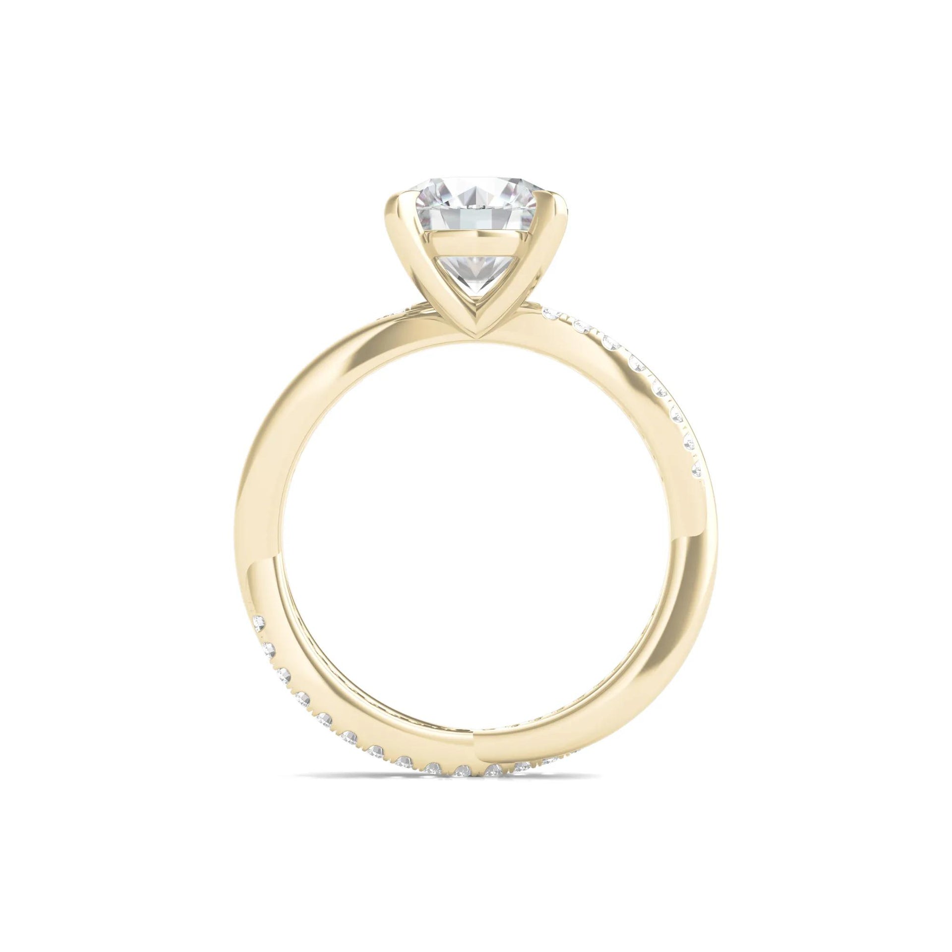 2 1/3 CT. Tw. Lab Grown Diamond Engagement Ring 14K Yellow Gold Round Brilliant Cut Size 7.5