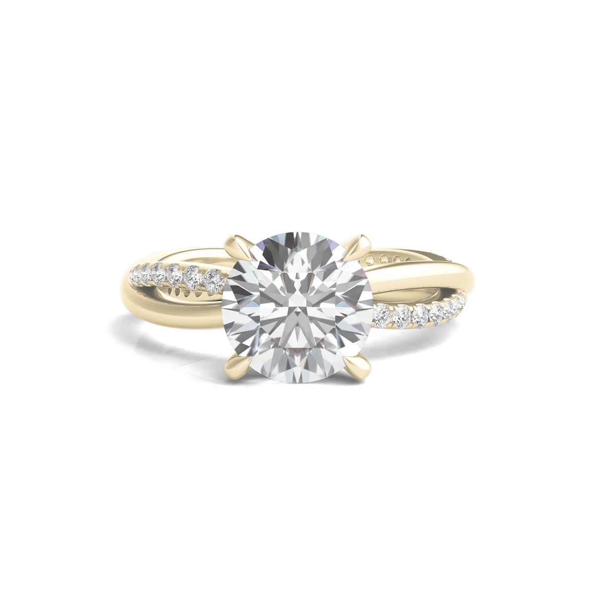 2 1/3 CT. Tw. Lab Grown Diamond Engagement Ring 14K Yellow Gold Round Brilliant Cut Size 6