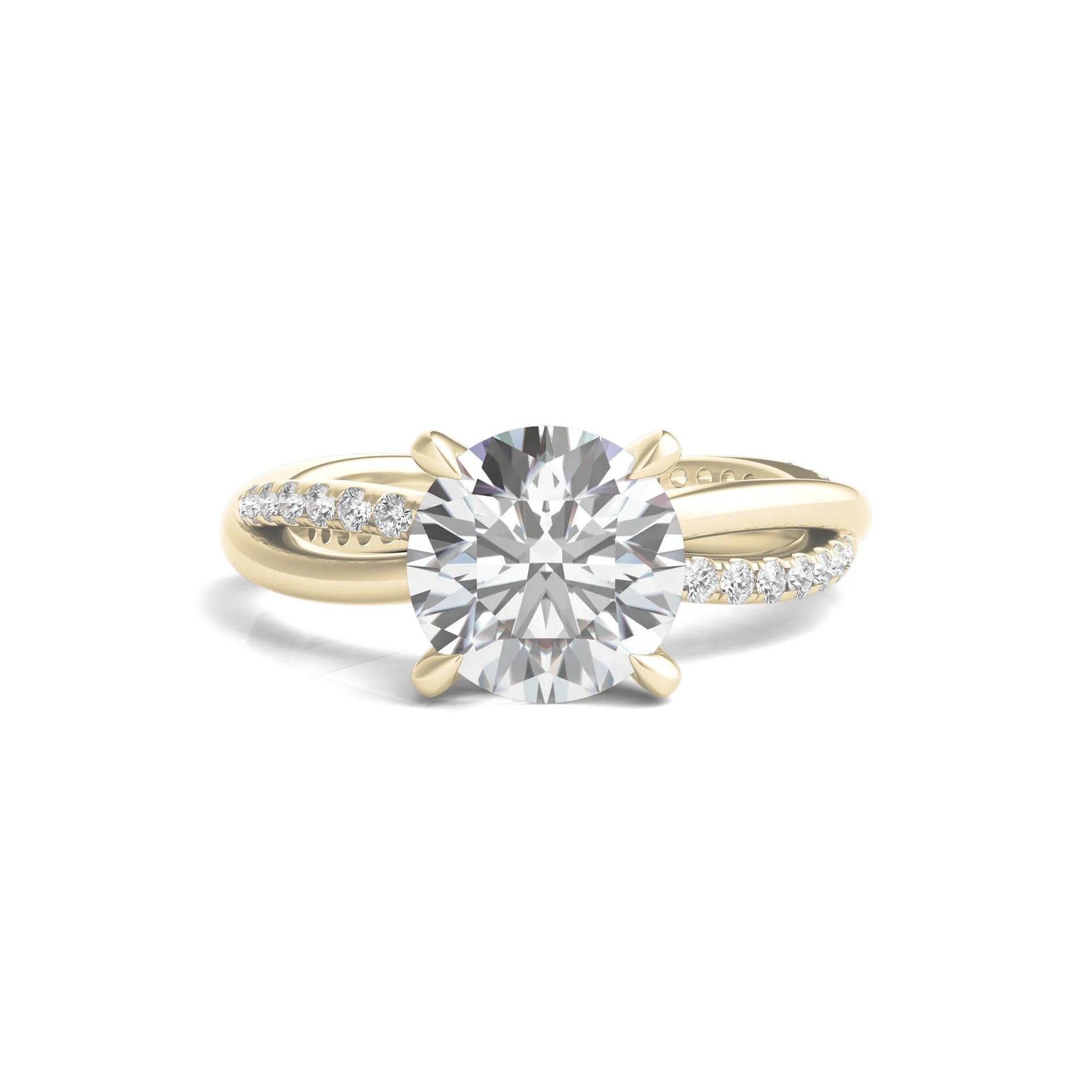 2 1/3 CT. Tw. Lab Grown Diamond Engagement Ring 14K Yellow Gold Round Brilliant Cut Size 7.5