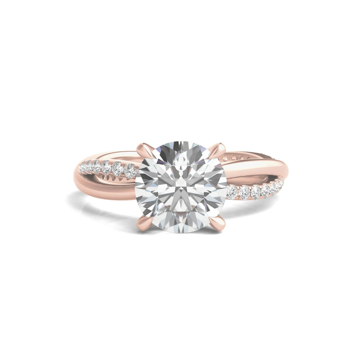 2 1/3 CT. Tw. Lab Grown Diamond Engagement Ring 14K Rose Gold Round Brilliant Cut Size 4.5
