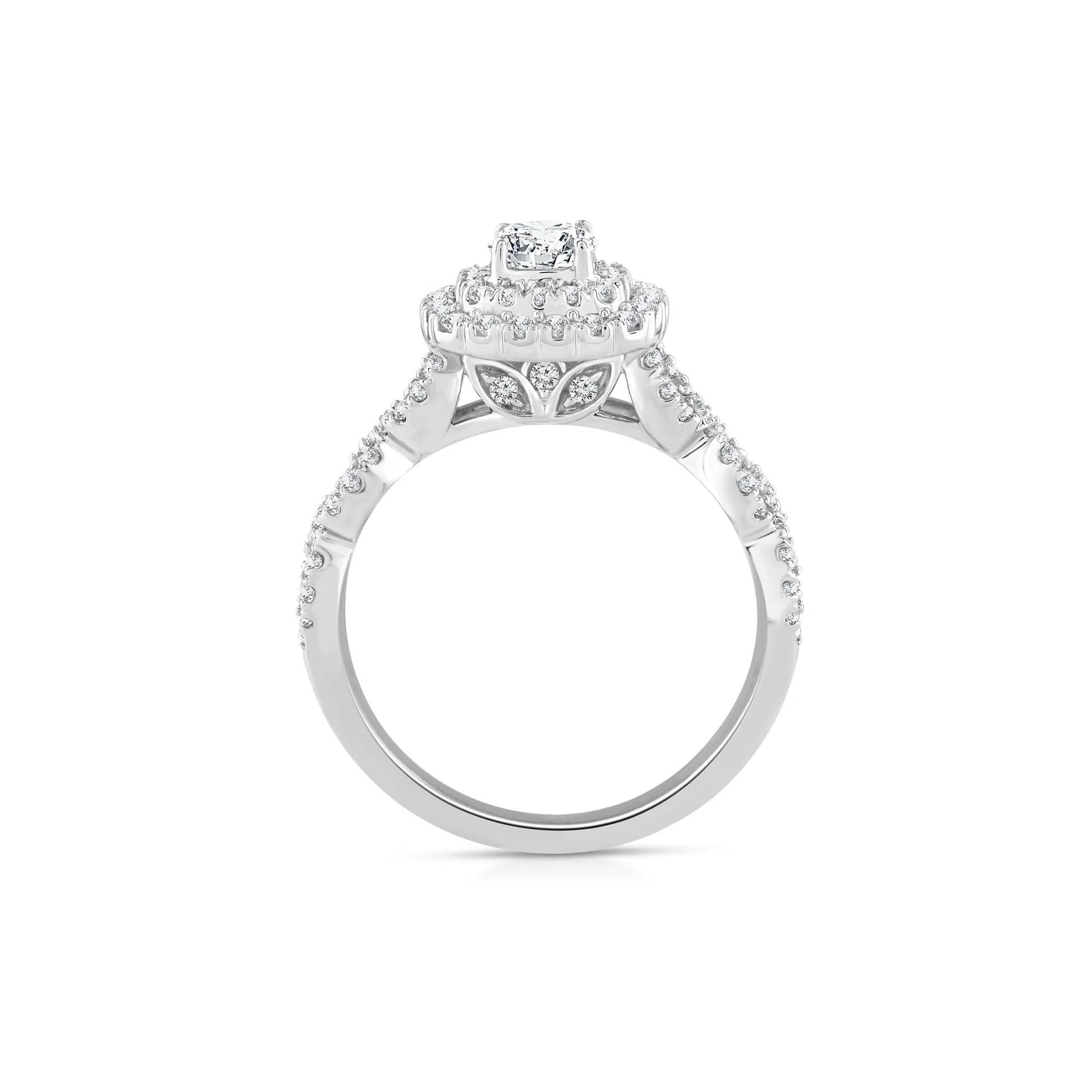 1 CT. Tw. Lab Grown Diamond Engagement Ring 10K White Gold Round Brilliant Cut Size 8 1mm