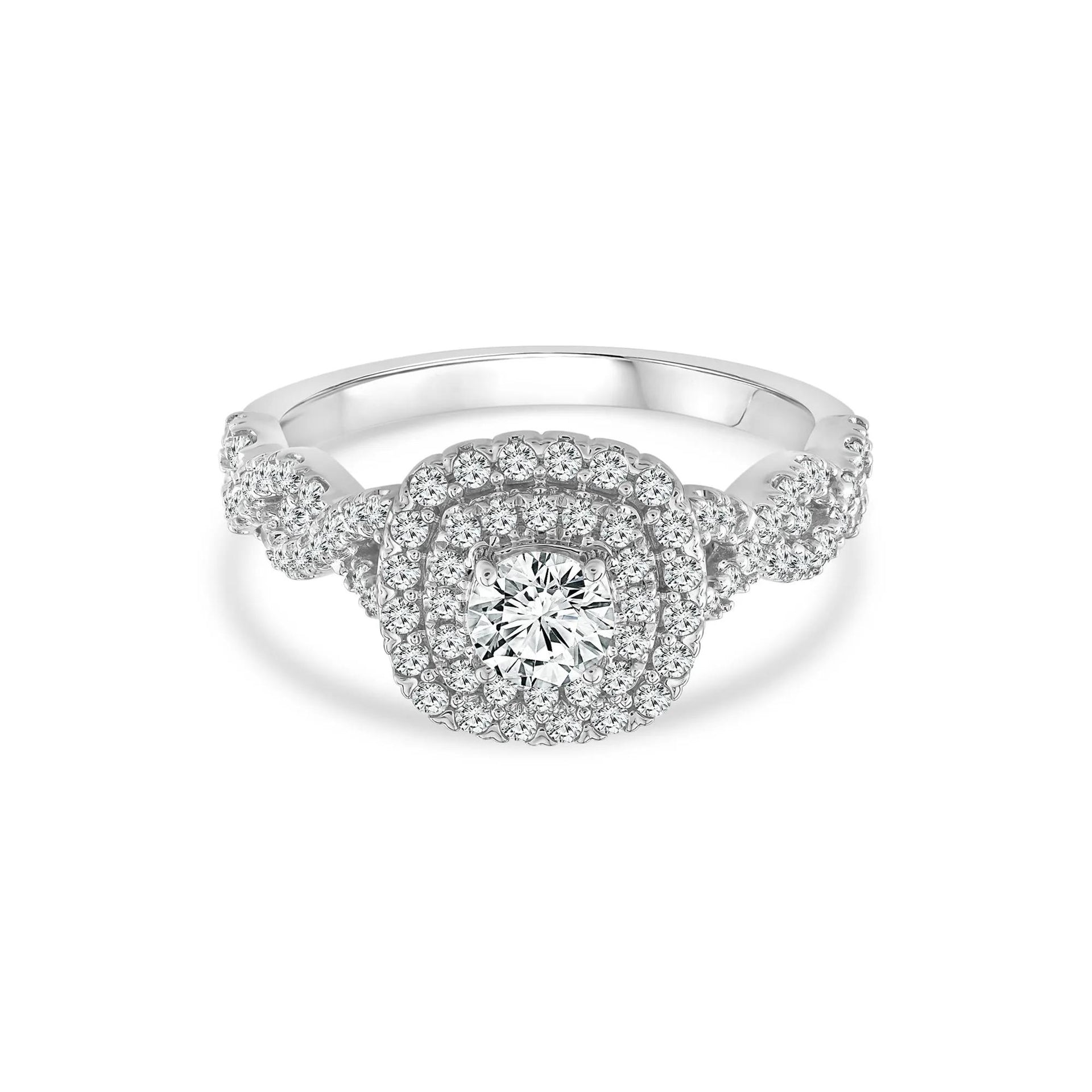 1 CT. Tw. Lab Grown Diamond Engagement Ring 10K White Gold Round Brilliant Cut Size 8 1mm