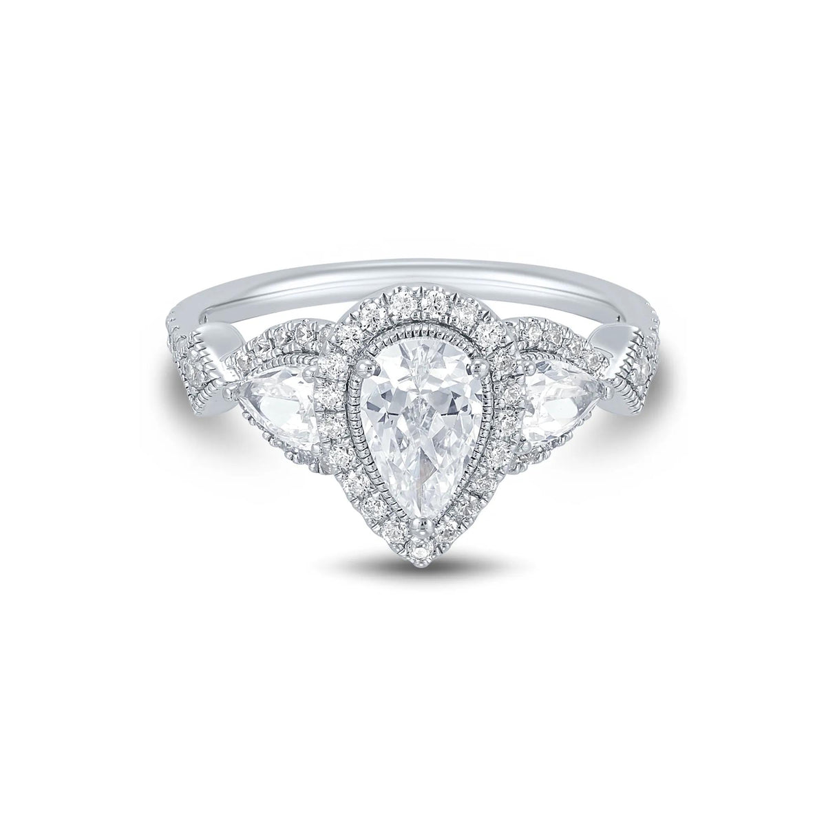 1/2 CT. Tw. Lab Grown Diamond Engagement Ring 10K White Gold Round Brilliant Cut Size 7 1mm