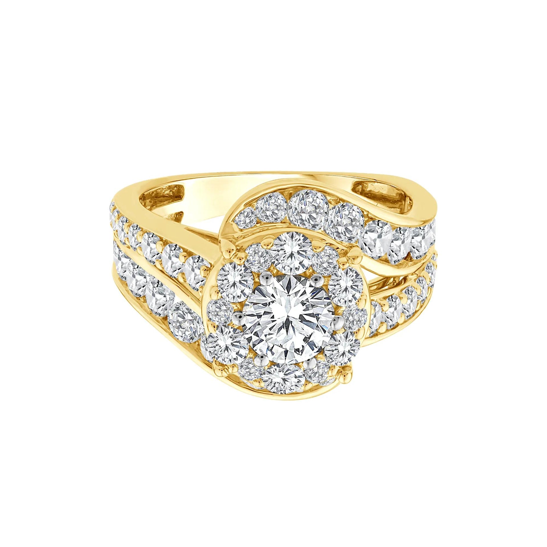 3 CT. Tw. Lab Grown Diamond Engagement Ring 10K Yellow Gold Size 7.5