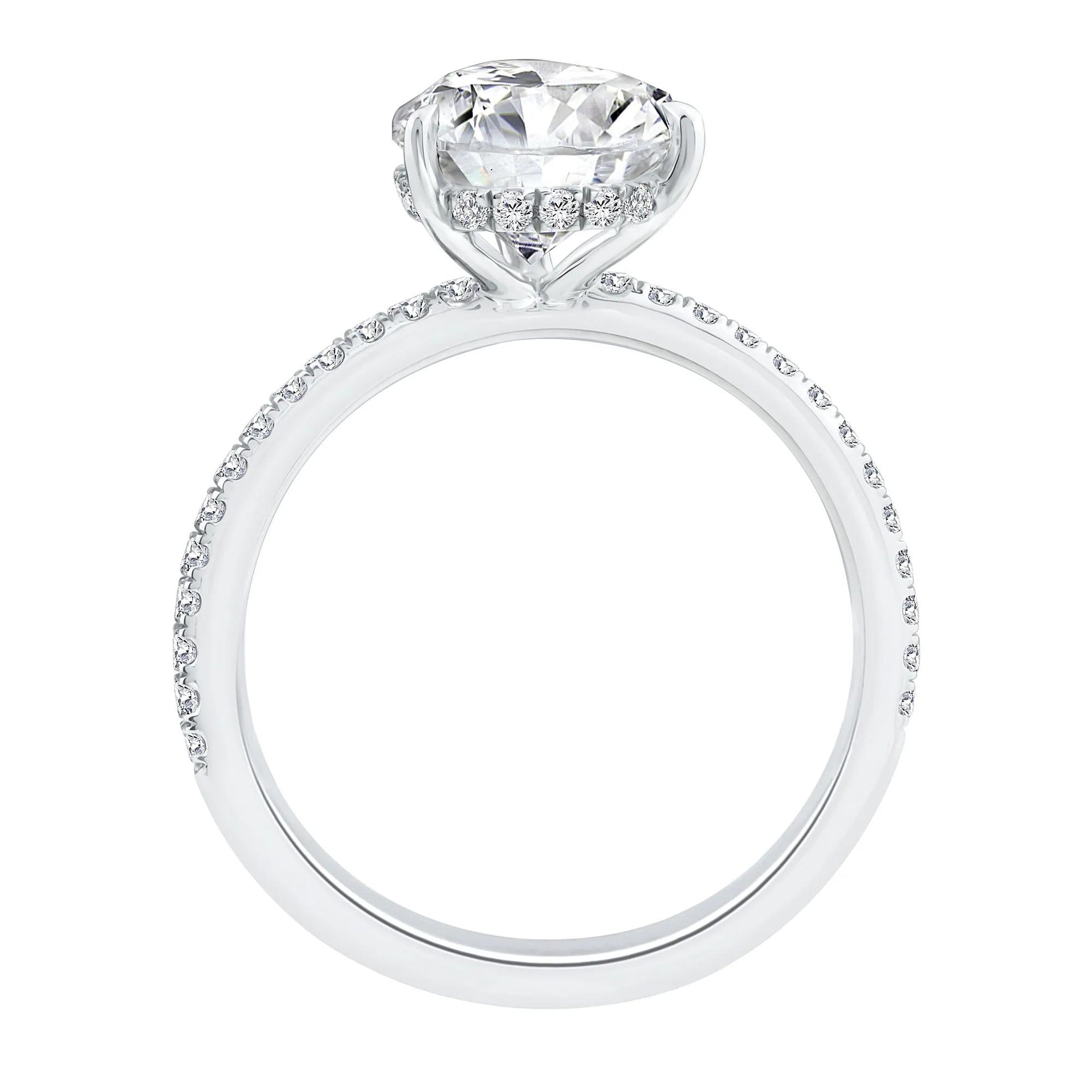 3 1/4 CT. Tw. Lab Grown Diamond Engagement Ring 14K White Gold Round Brilliant Cut Size 7.5 1mm