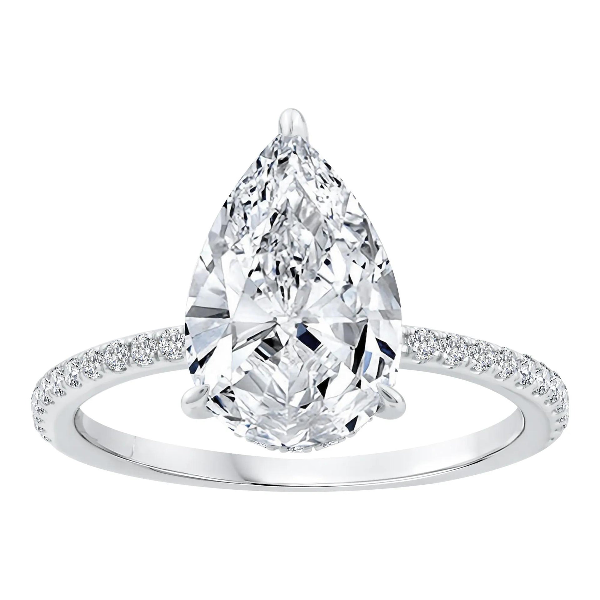 3 1/4 CT. Tw. Lab Grown Diamond Engagement Ring 14K White Gold Round Brilliant Cut Size 7.5 1mm