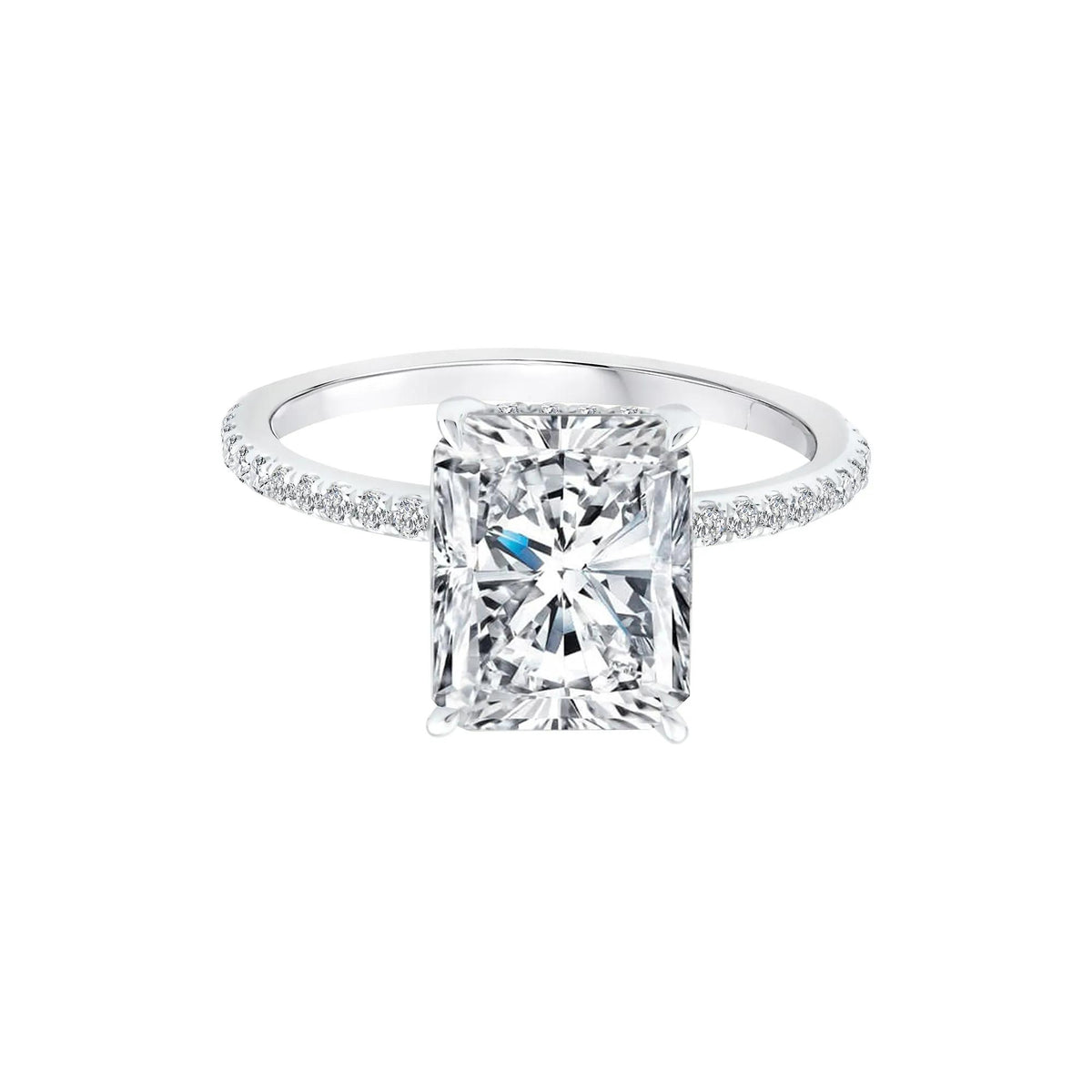 3 1/4 CT. Tw. Lab Grown Diamond Radiant-Cut Engagement Ring 14K White Gold Size 7 1mm