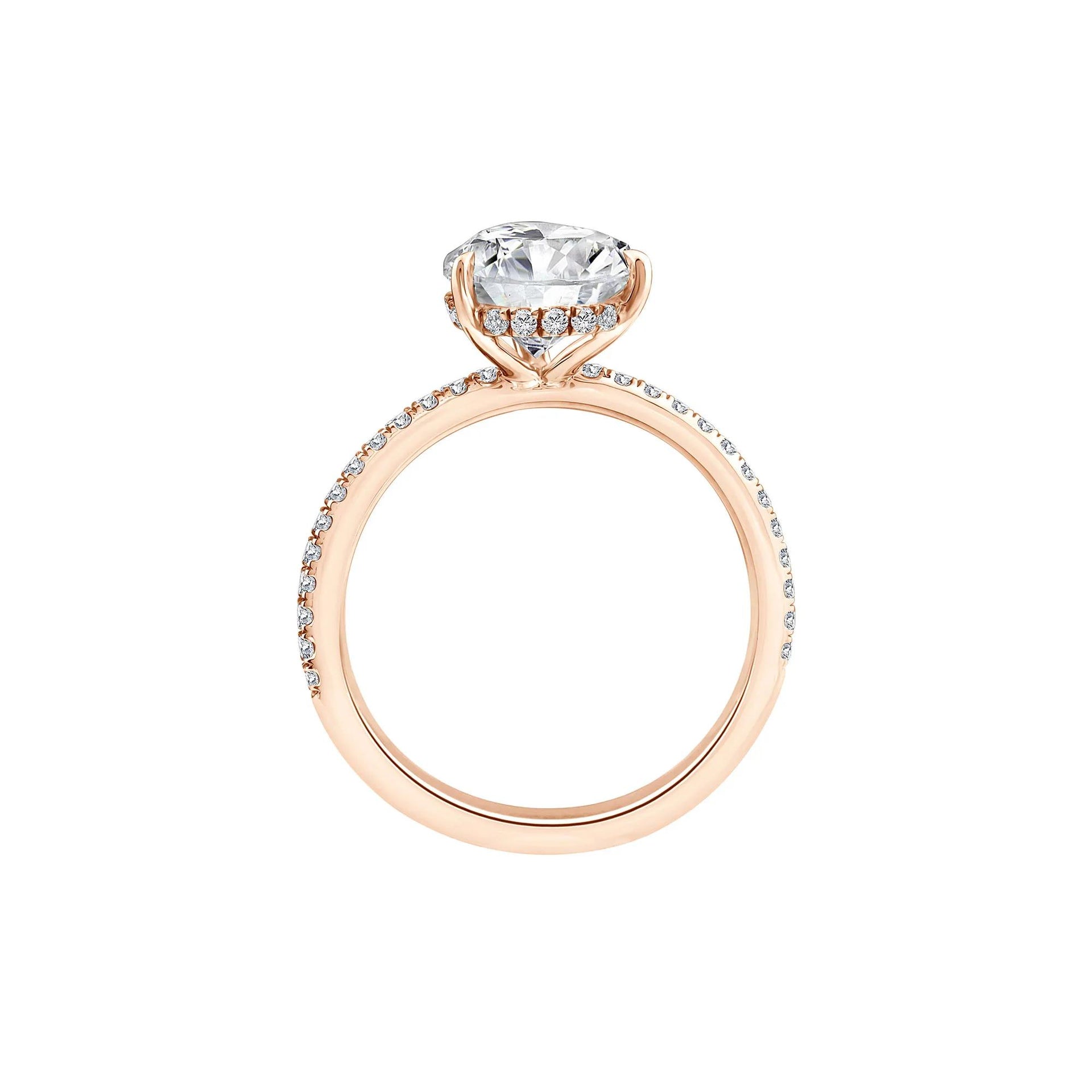 3 1/4 CT. Tw. Lab Grown Diamond Pear-Shaped Engagement Ring 14K Rose Gold Round Brilliant Cut Size 5.5 1mm