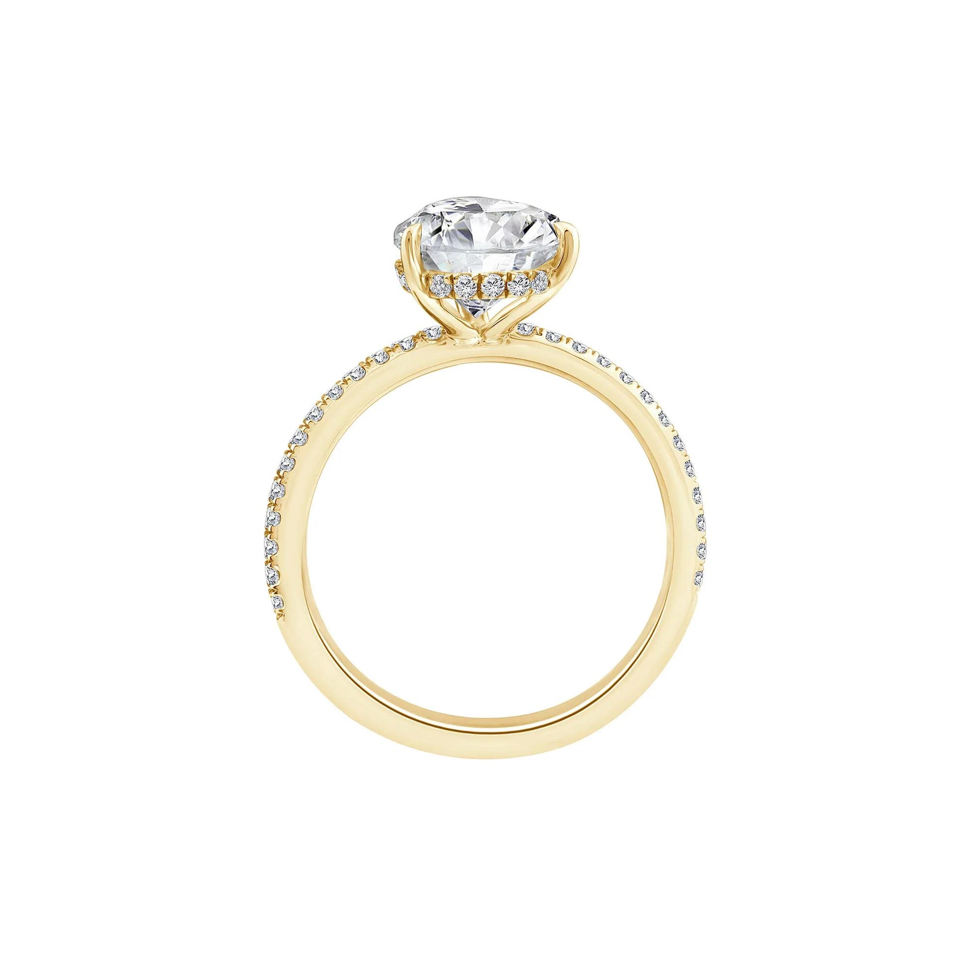 3 1/4 CT. Tw. Lab Grown Diamond Pear-Shaped Engagement Ring 14K Yellow Gold Round Brilliant Cut Size 7.5 1mm