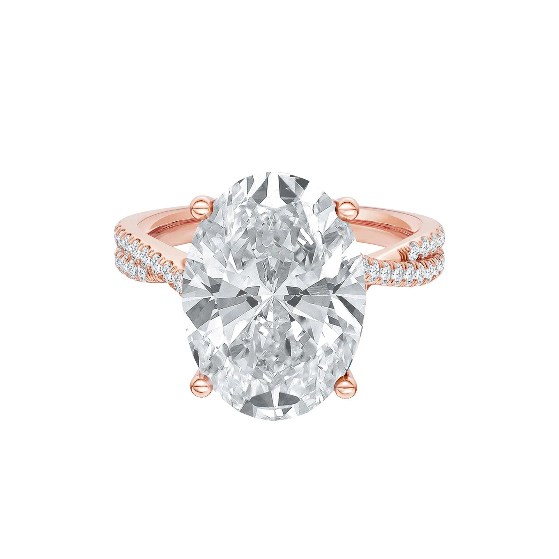 6 1/3 CT. Tw. Lab Grown Diamond Engagement Ring 14K Rose Gold Size 8 2mm