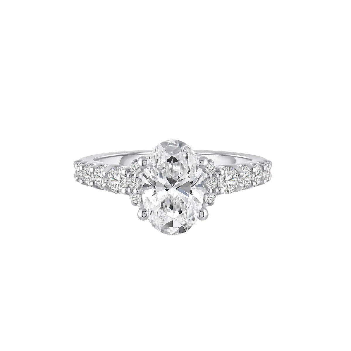 2 3/4 CT. Tw. Lab Grown Diamond Engagement Ring 14K White Gold Round Brilliant Cut Size 8.5 10mm