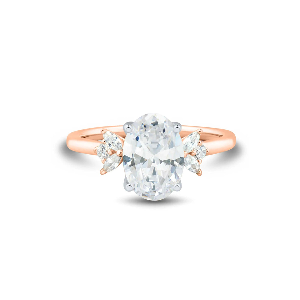 2 1/3 CT. Tw. Lab Grown Diamond Engagement Ring 14K Rose Gold & 14K White Gold Round Brilliant Cut Size 6 1mm