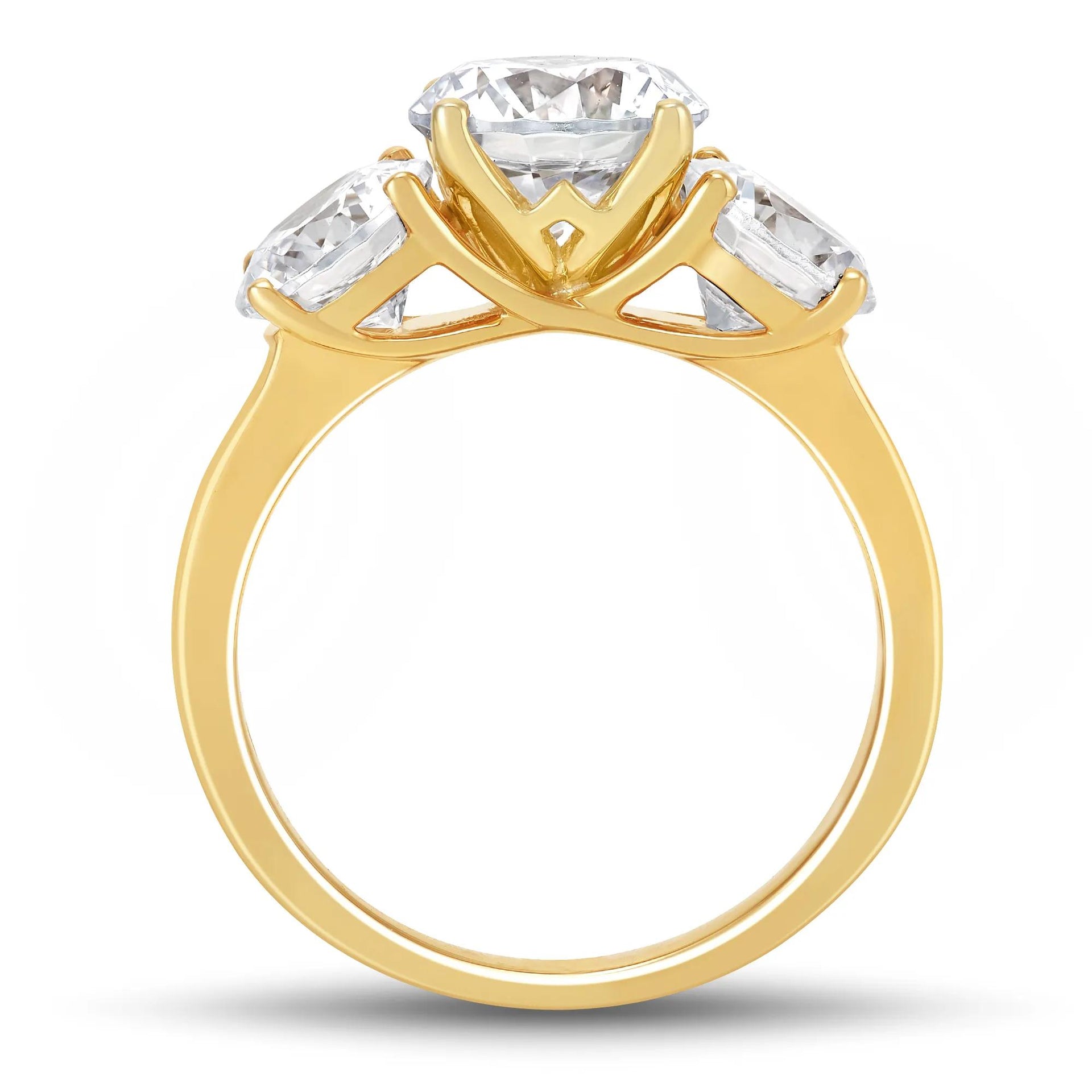 4 1/2 CT. Tw. Lab Grown Diamond Engagement Ring 14K Yellow Gold Round Brilliant Cut Size 6 2mm