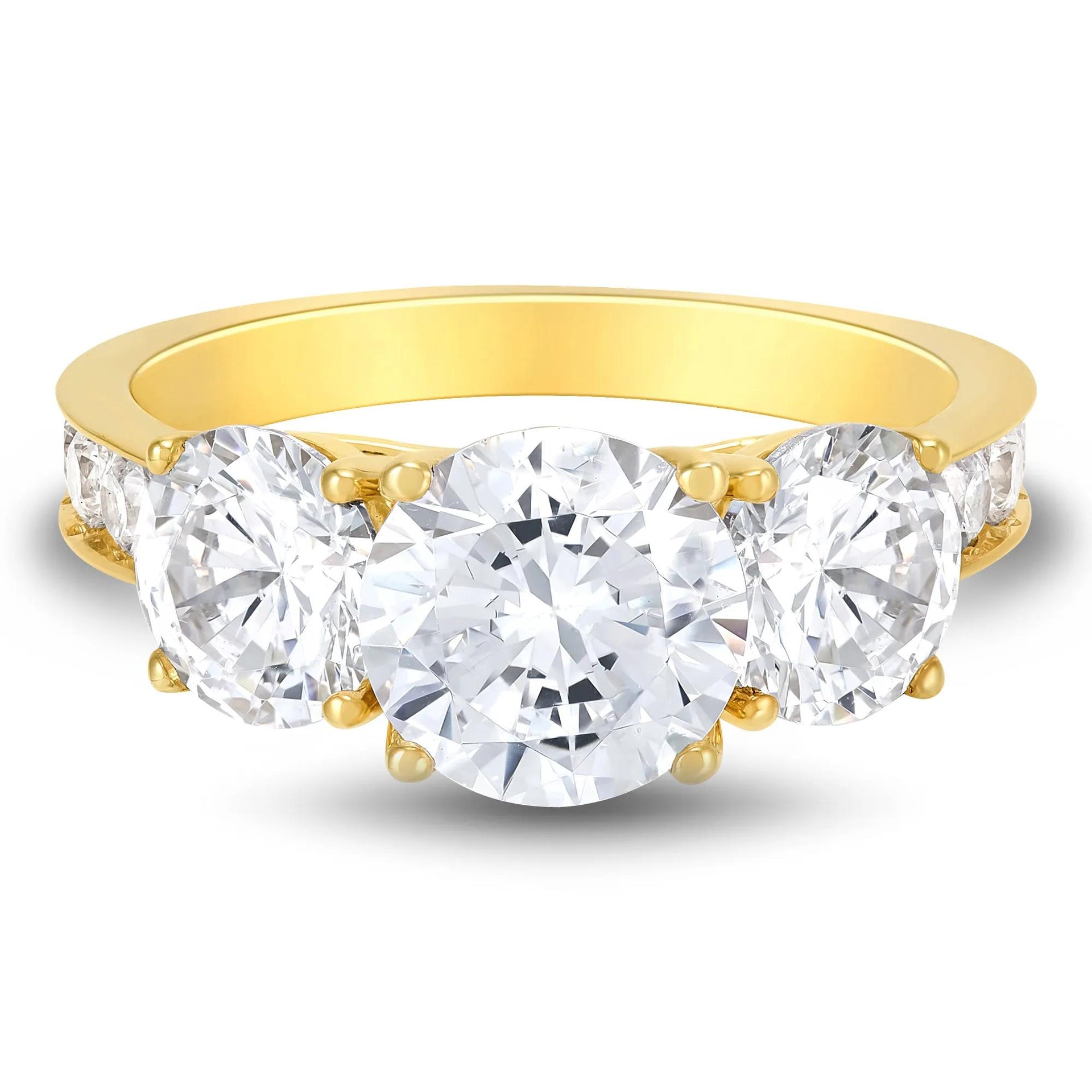 4 1/2 CT. Tw. Lab Grown Diamond Engagement Ring 14K Yellow Gold Round Brilliant Cut Size 6 2mm