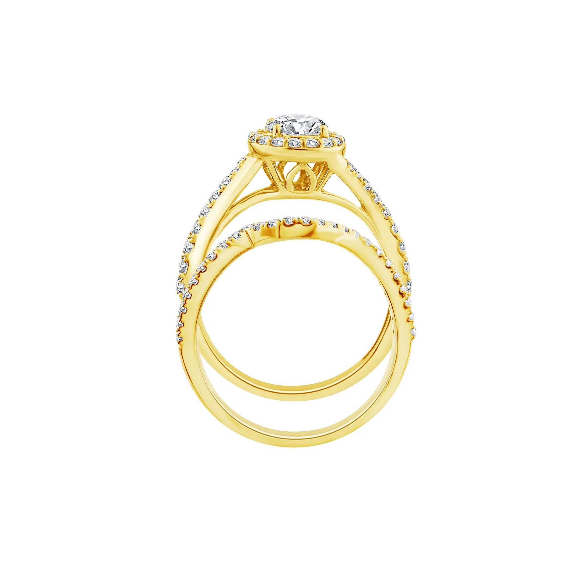 1/4 CT. Tw. Lab Grown Diamond Engagement Ring Set 10K Yellow Gold Size 6.5 1mm