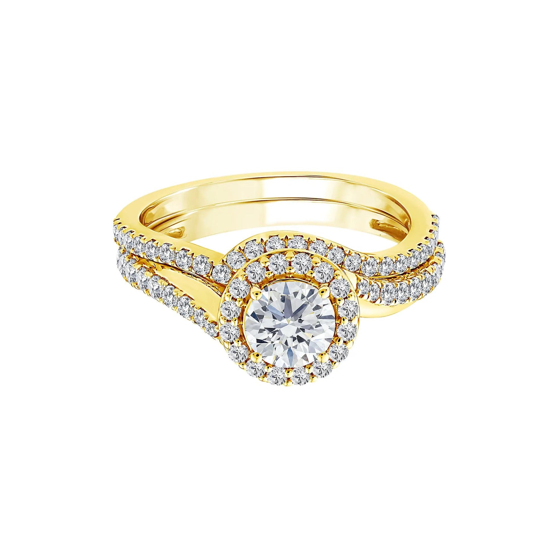 1/4 CT. Tw. Lab Grown Diamond Engagement Ring Set 10K Yellow Gold Size 6.5 1mm