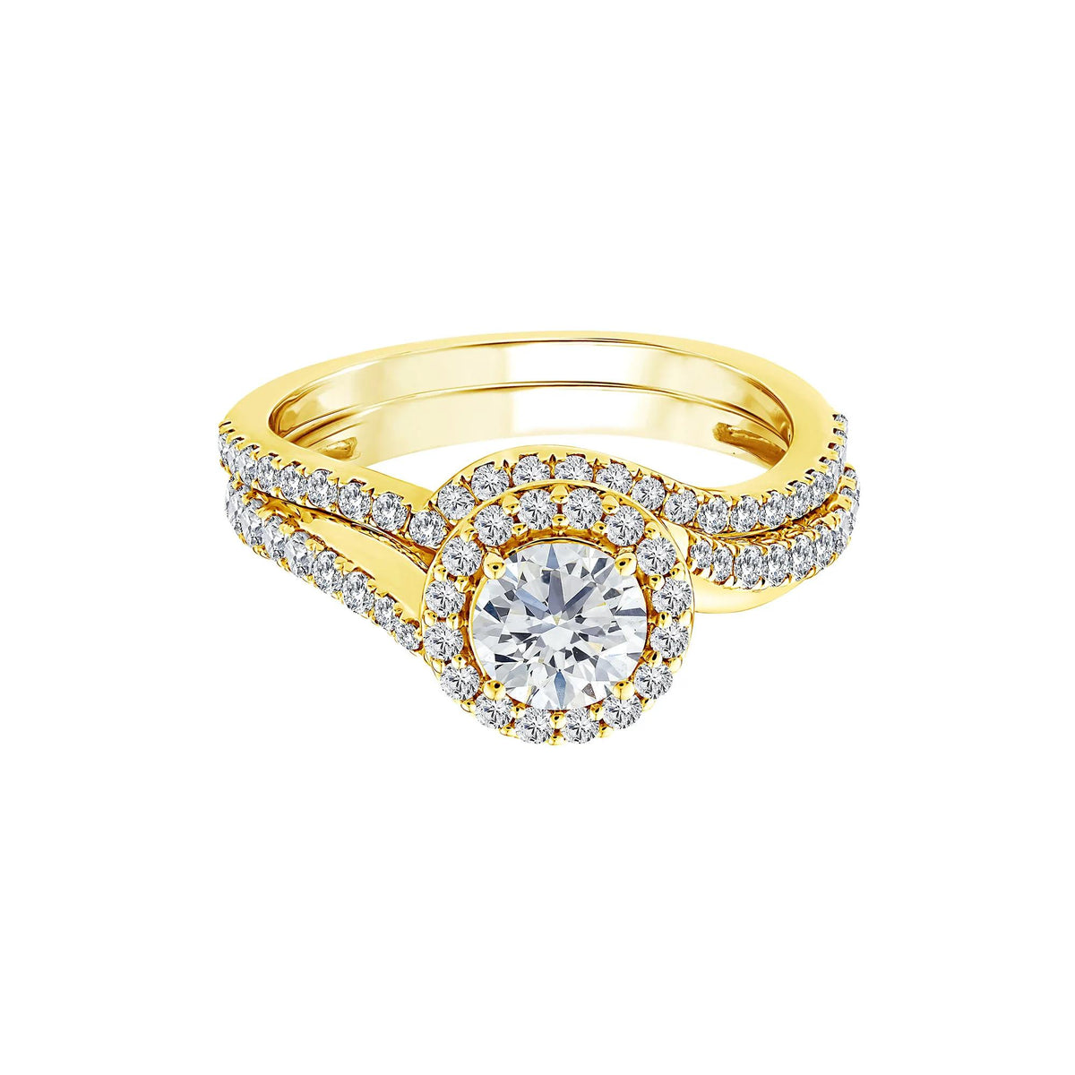 1/4 CT. Tw. Lab Grown Diamond Engagement Ring Set 10K Yellow Gold Size 9 1mm