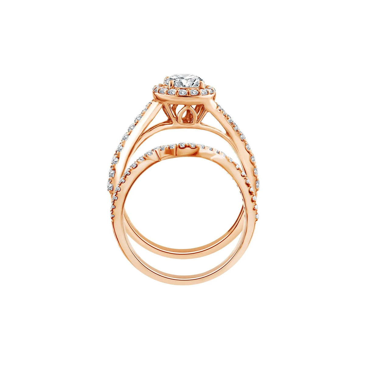 1/4 CT. Tw. Lab Grown Diamond Engagement Ring Set 10K Rose Gold Size 9 1mm
