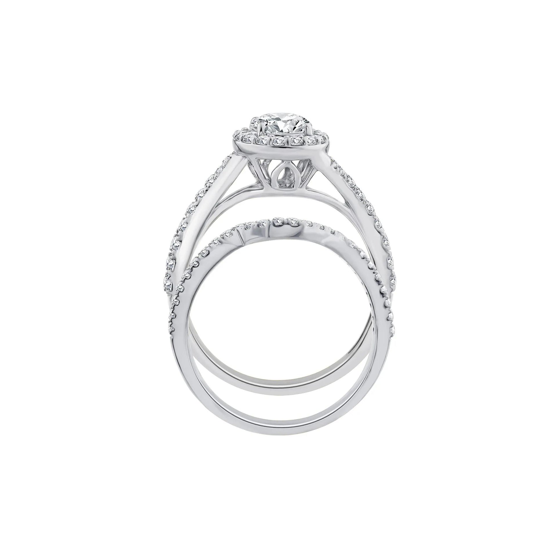 1/4 CT. Tw. Lab Grown Diamond Engagement Ring Set 10K White Gold Size 9 1mm