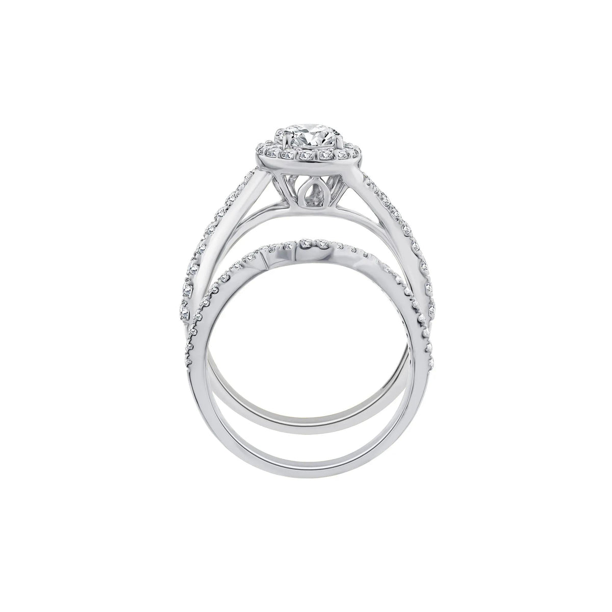 1/4 CT. Tw. Lab Grown Diamond Engagement Ring Set 10K White Gold Size 8.5 1mm