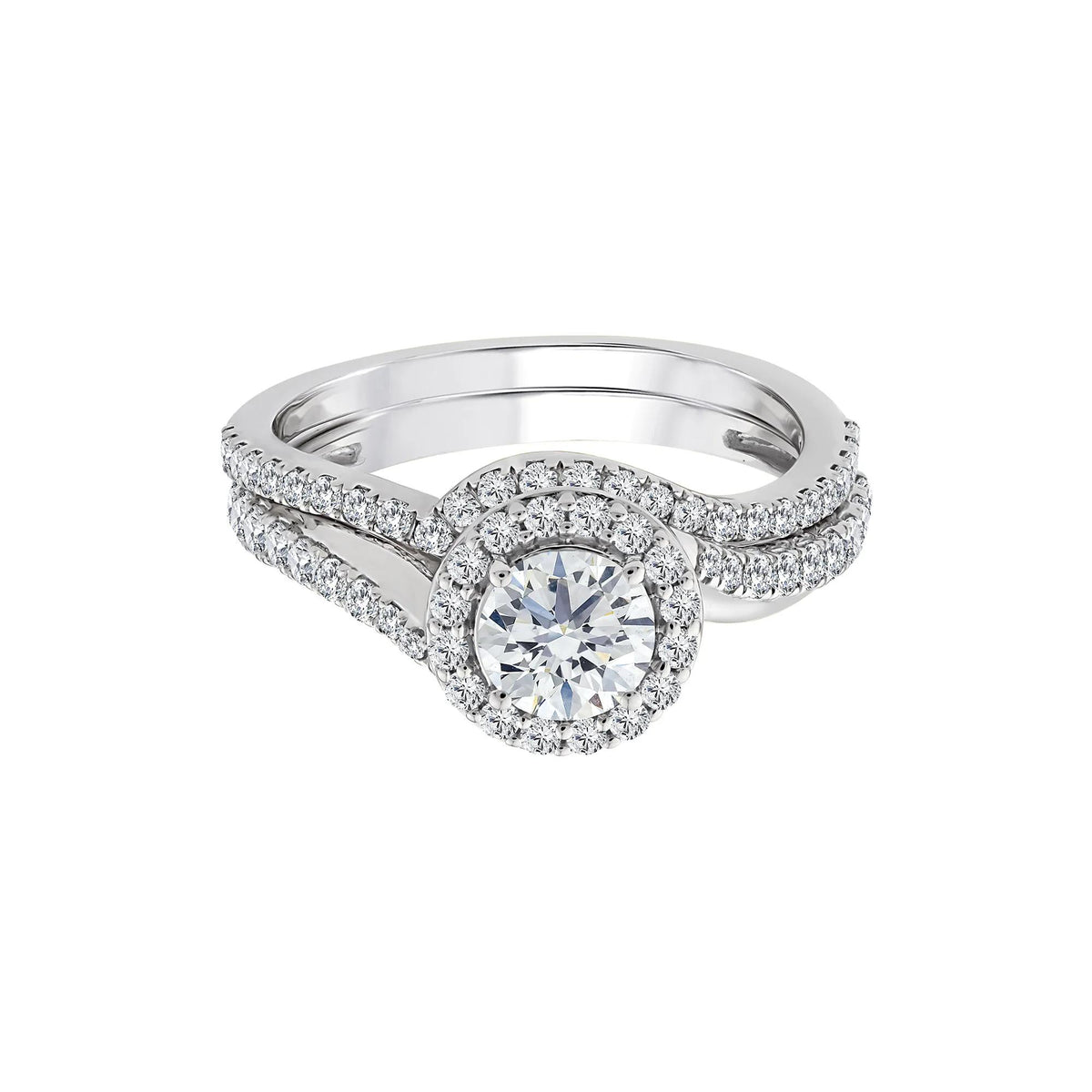 1/4 CT. Tw. Lab Grown Diamond Engagement Ring Set 10K White Gold Size 8.5 1mm