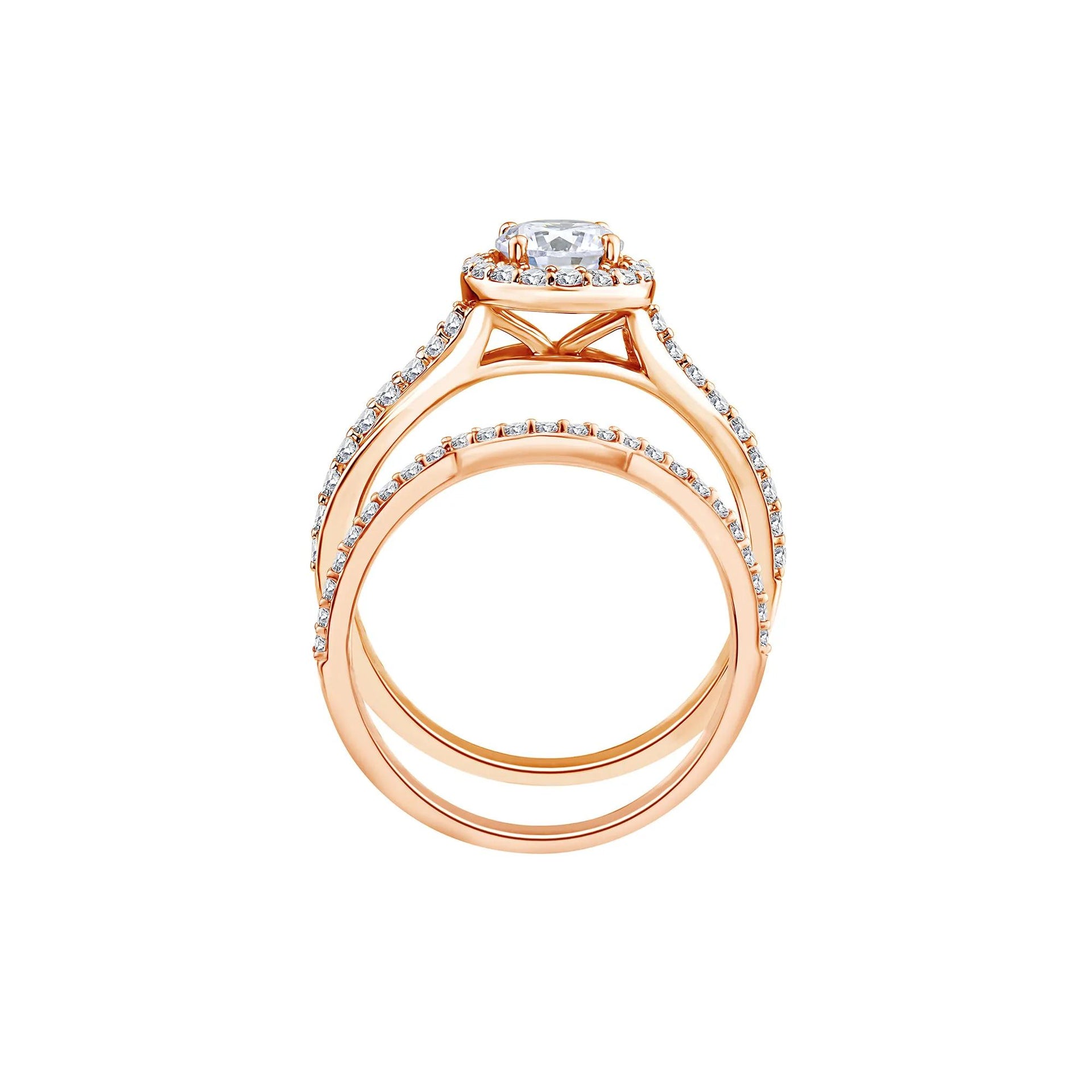 1/5 CT. Tw. Lab Grown Diamond Engagement Ring Set 10K Rose Gold Size 7 1mm