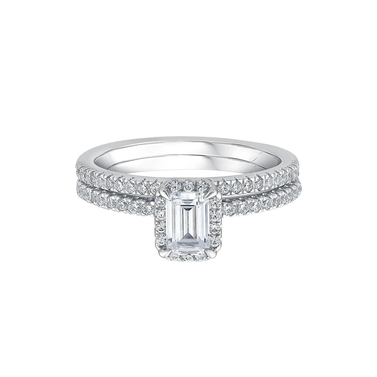 1 CT. Tw. Lab Grown Diamond Engagement Set 10K White Gold Ring Size 8.5