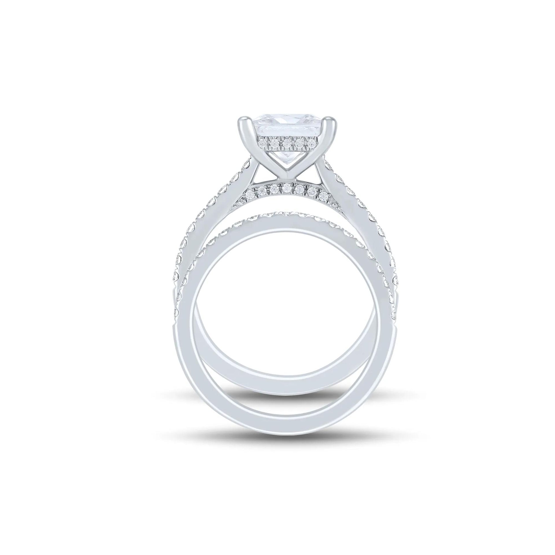4 CT. Tw. Lab Grown Diamond Engagement Set 14K White Gold Ring Round Brilliant Cut Size 9 1mm