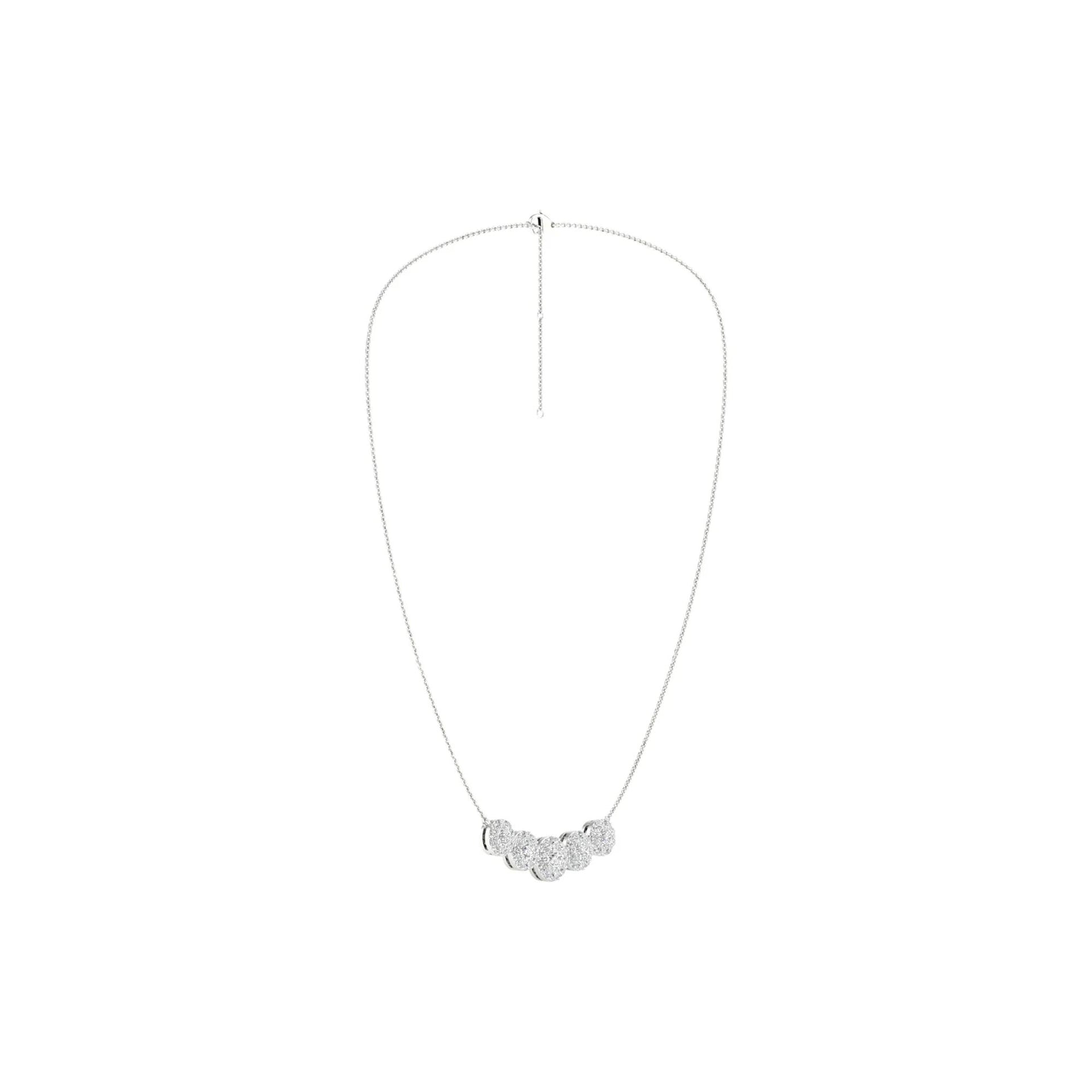 2 CT. Tw. Lab Grown Diamond Five-Halo Necklace 14K White Gold Size 16.5"