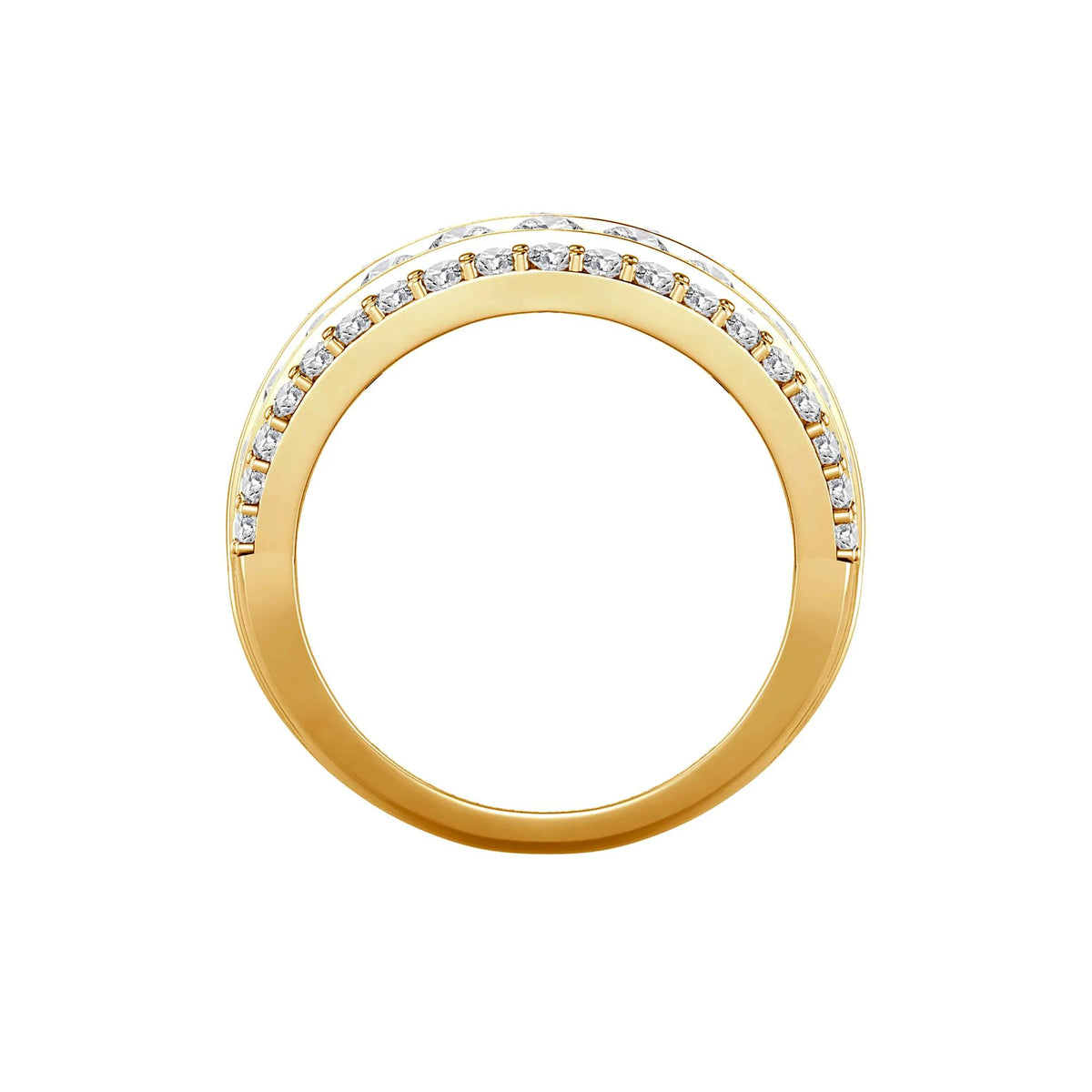 3 CT. Tw. Lab Grown Diamond Five-Row Anniversary Band Ring 10K Yellow Gold Size 8.5