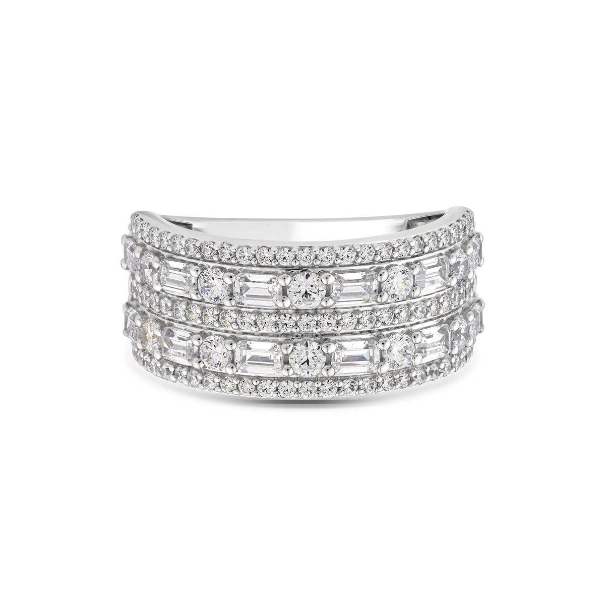 2 CT. Tw. Lab Grown Diamond Five-Row Band Ring 10K White Gold Size 7