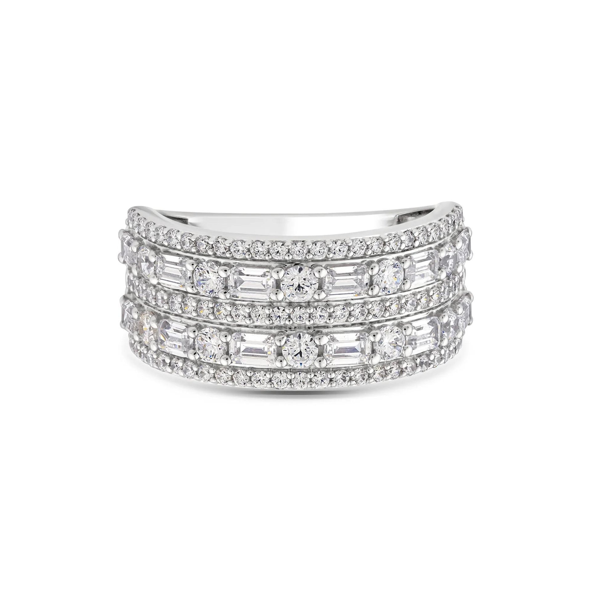 2 CT. Tw. Lab Grown Diamond Five-Row Band Ring 10K White Gold Size 7.5