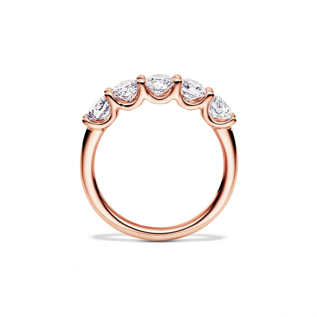 1/2 CT. Tw. Lab Grown Diamond Five-Stone Anniversary Band Ring 14K Rose Gold Round Brilliant Cut Size 8 1mm