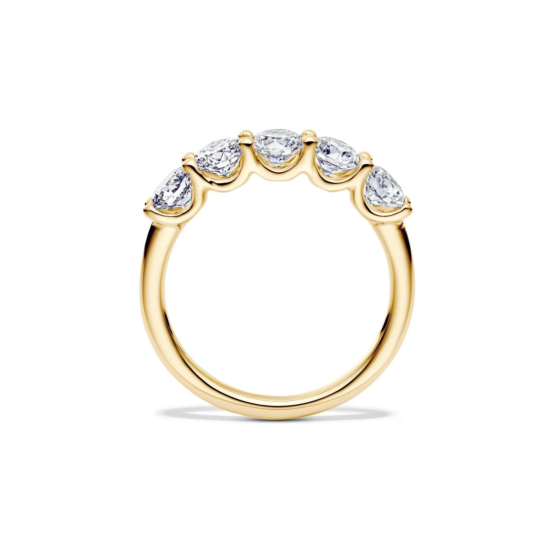 1/2 CT. Tw. Lab Grown Diamond Five-Stone Anniversary Band Ring 14K Yellow Gold Size 8 1mm