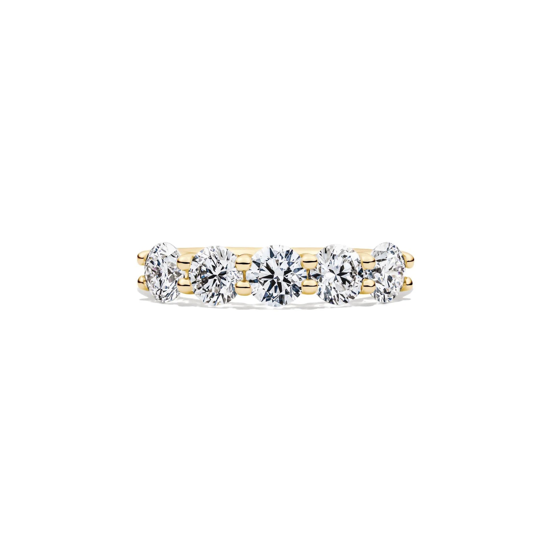 1/2 CT. Tw. Lab Grown Diamond Five-Stone Anniversary Band Ring 14K Yellow Gold Size 8 1mm