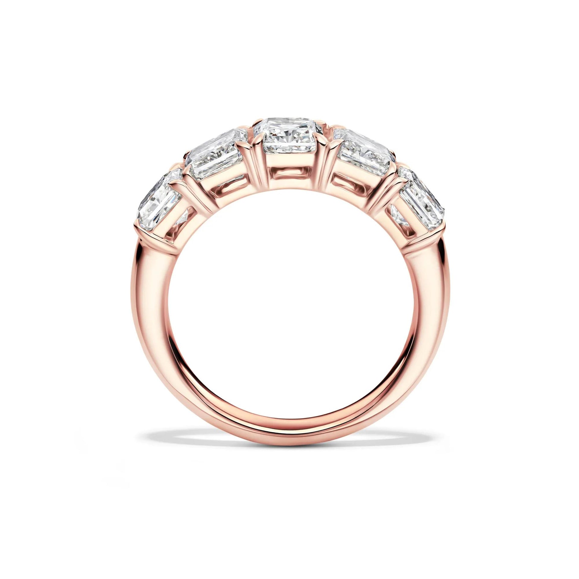3 CT. Tw. Lab Grown Diamond Five-Stone Anniversary Band Ring 14K Rose Gold Size 4 5mm