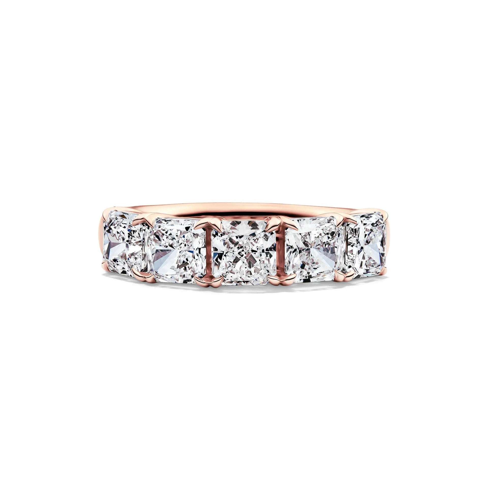 3 CT. Tw. Lab Grown Diamond Five-Stone Anniversary Band Ring 14K Rose Gold Size 4 5mm
