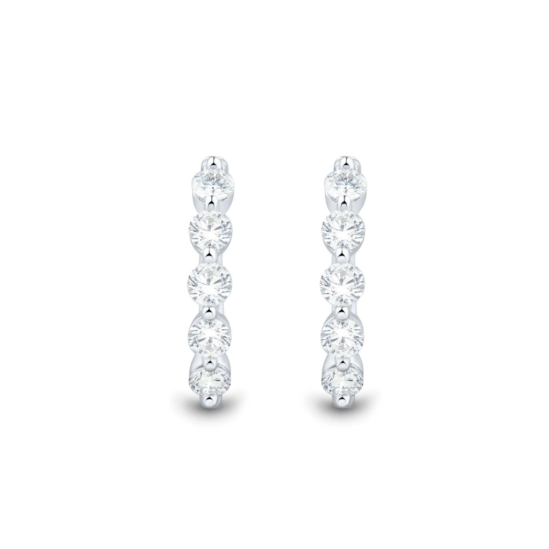 1 CT. Tw. Lab Grown Diamond Five-Stone Hoop Earrings 10K White Gold Size 22.00mm