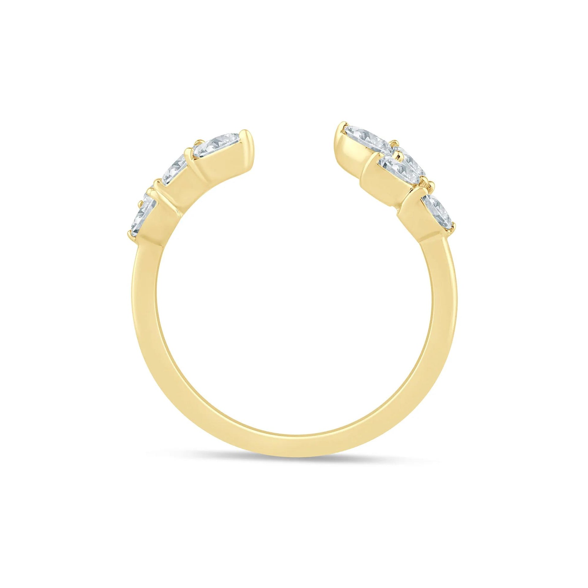 3/8 CT. Tw. Lab Grown Diamond Floral Open Anniversary Band Ring 14K Yellow Gold Size 5.5 1mm