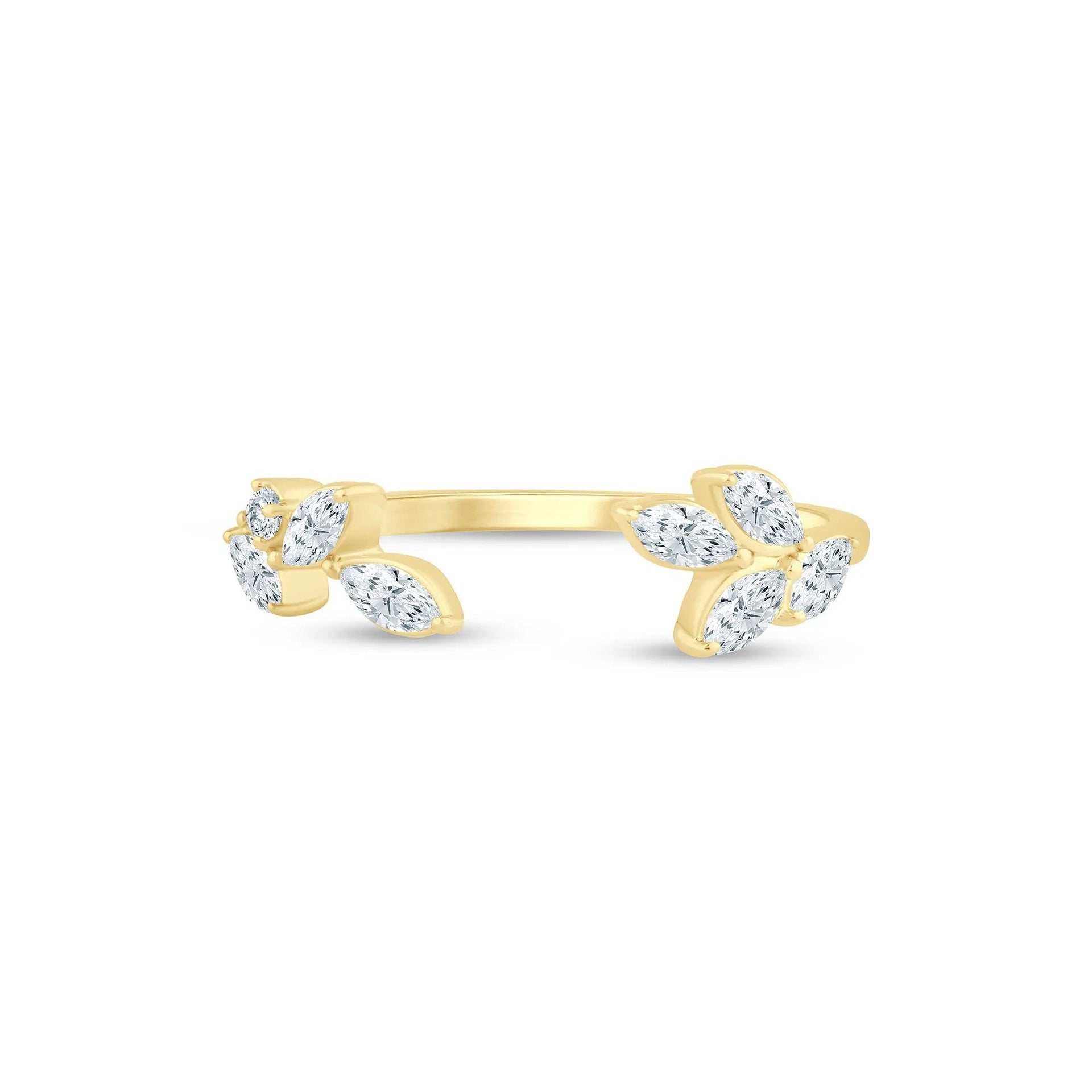 3/8 CT. Tw. Lab Grown Diamond Floral Open Anniversary Band Ring 14K Yellow Gold Size 5.5 1mm