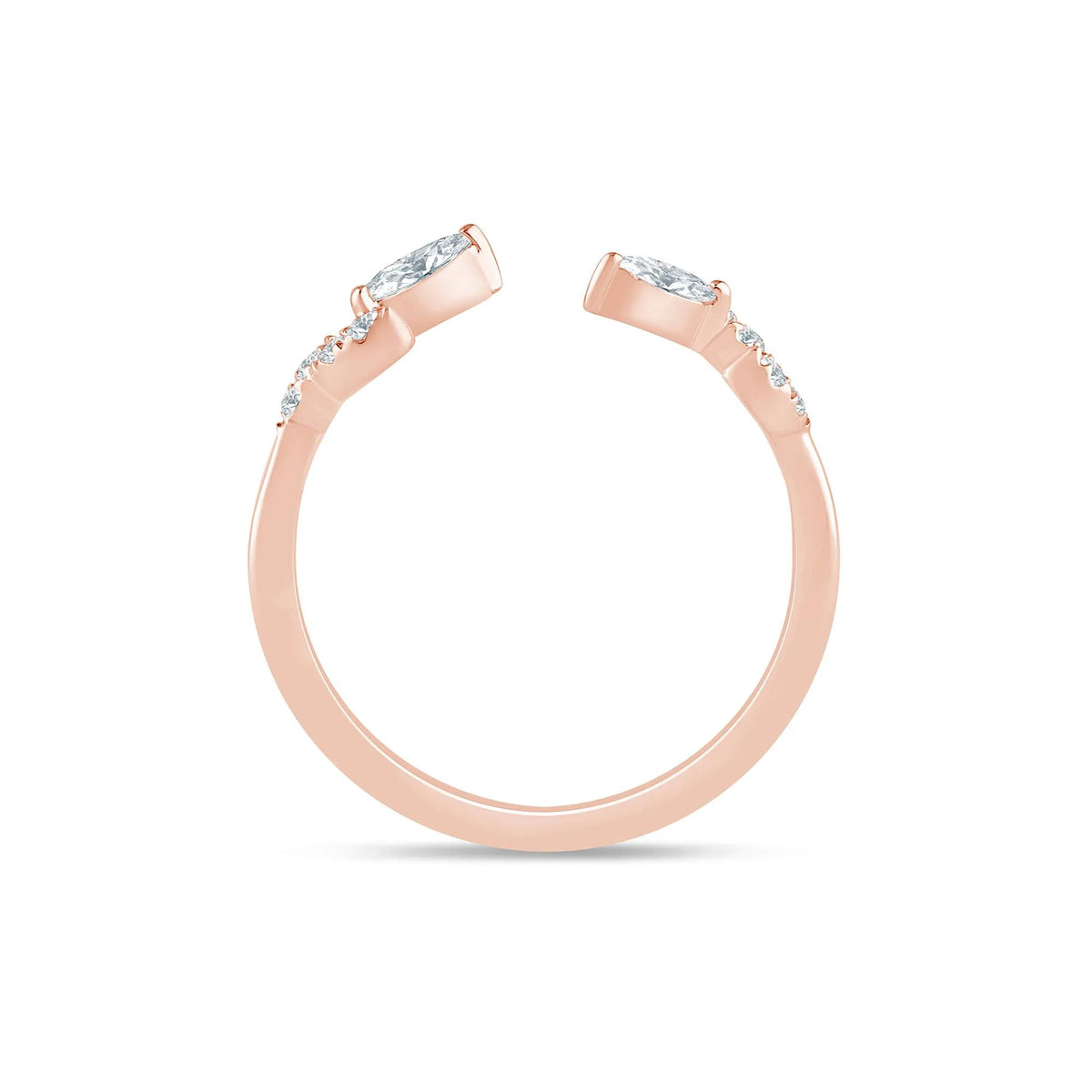 1/5 CT. Tw. Lab Grown Diamond Floral Open Anniversary Band Ring 14K Rose Gold Size 8 1mm