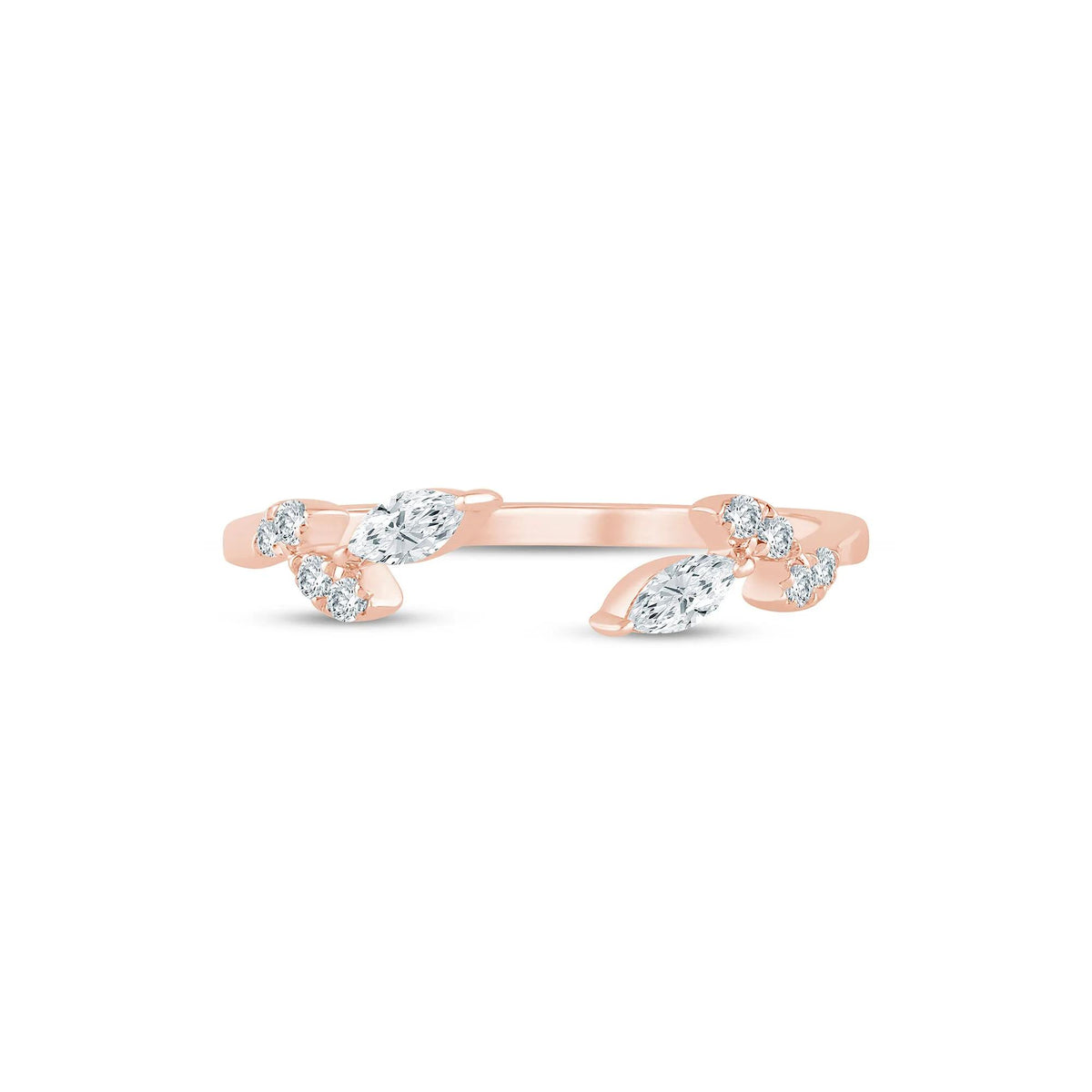 1/5 CT. Tw. Lab Grown Diamond Floral Open Anniversary Band Ring 14K Rose Gold Size 8 1mm