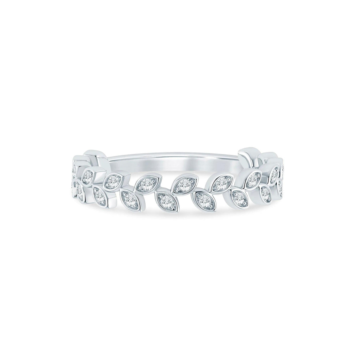 1/7 CT. Tw. Lab Grown Diamond Floral Stack Anniversary Band Ring 10K White Gold Size 5 1mm