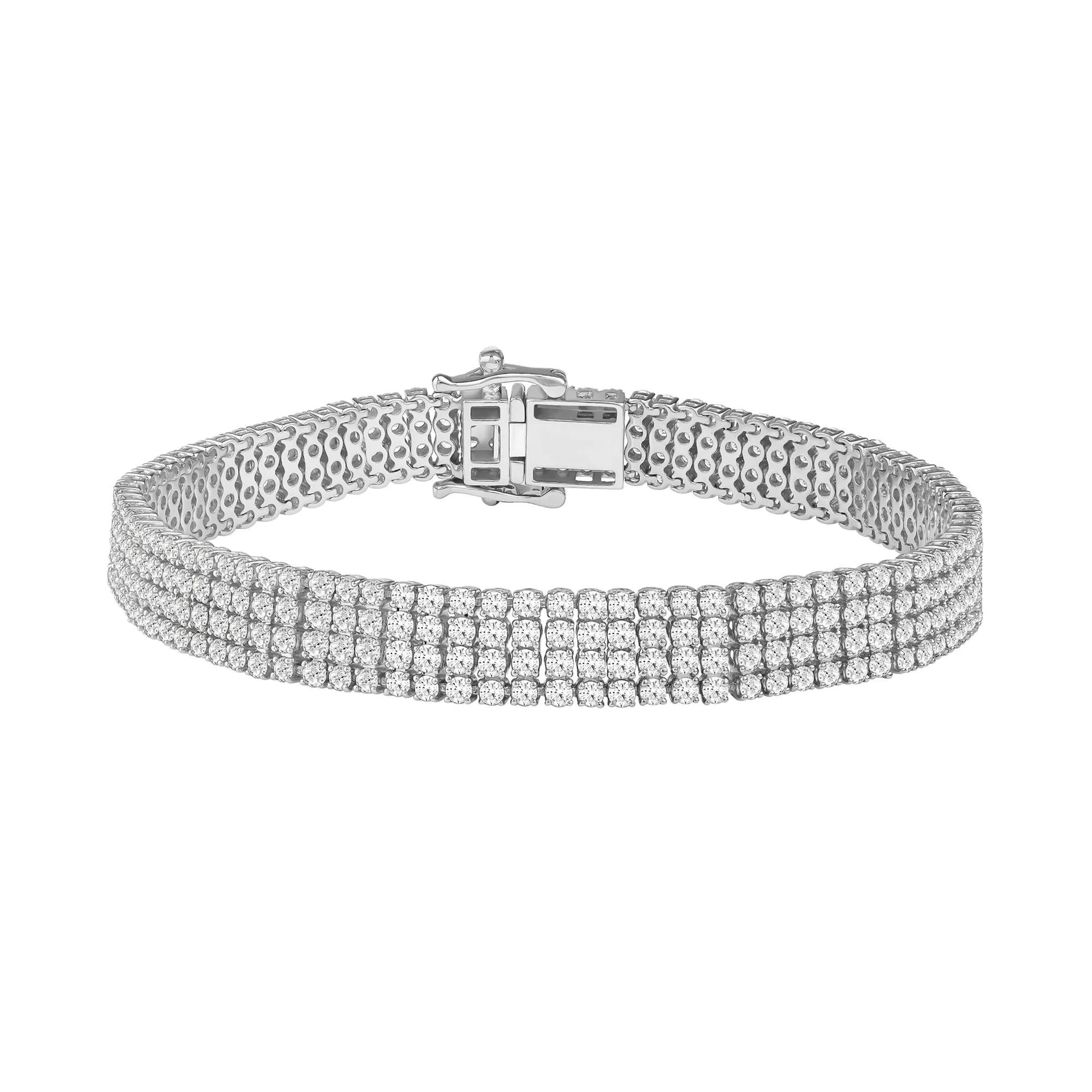 8 CT. Tw. Lab Grown Diamond Four-Row Tennis Bracelet 14K White Gold Size 2.20mm