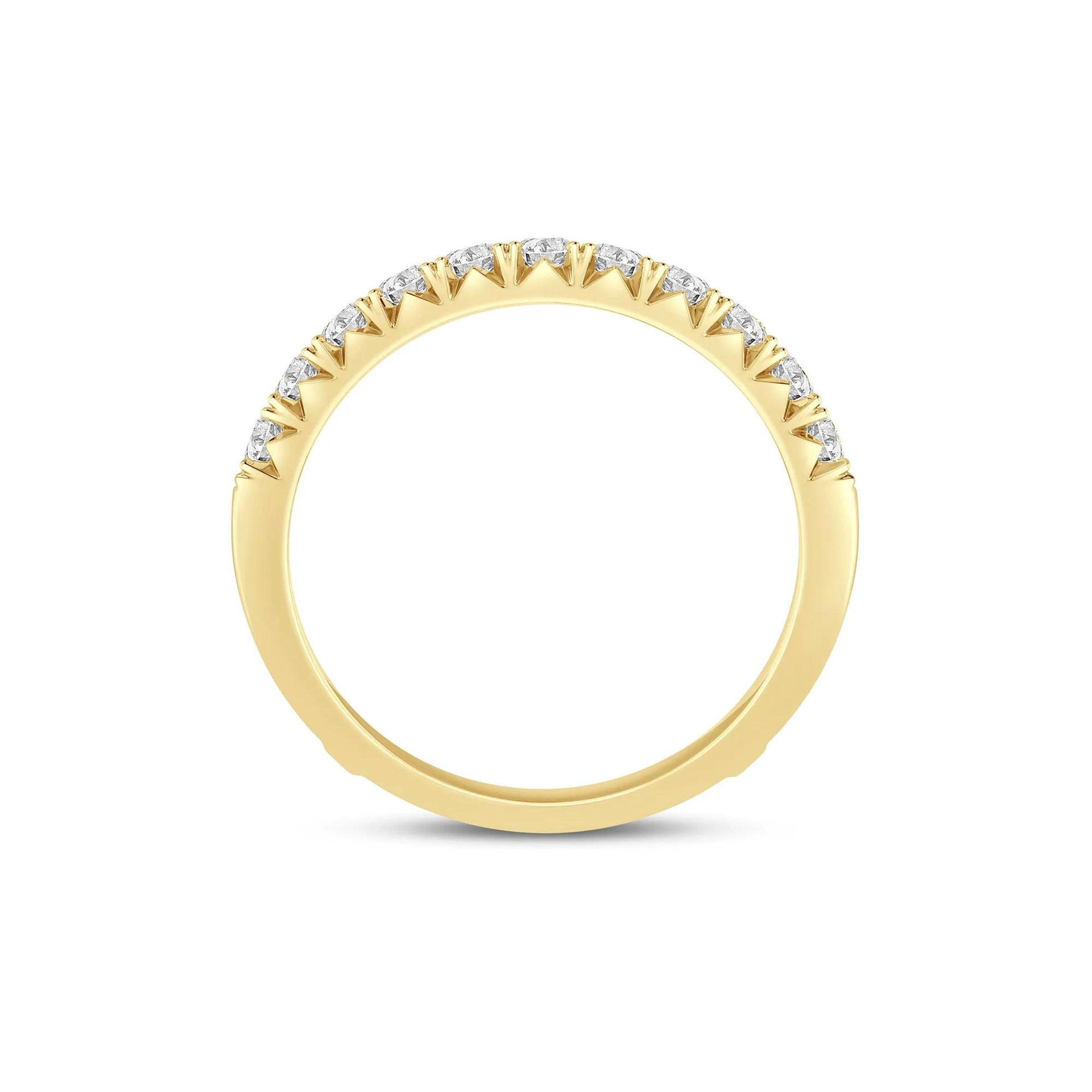 1 CT. Tw. Lab Grown Diamond French Pavé Ring Enhancer 14K Yellow Gold Size 6 7.5mm