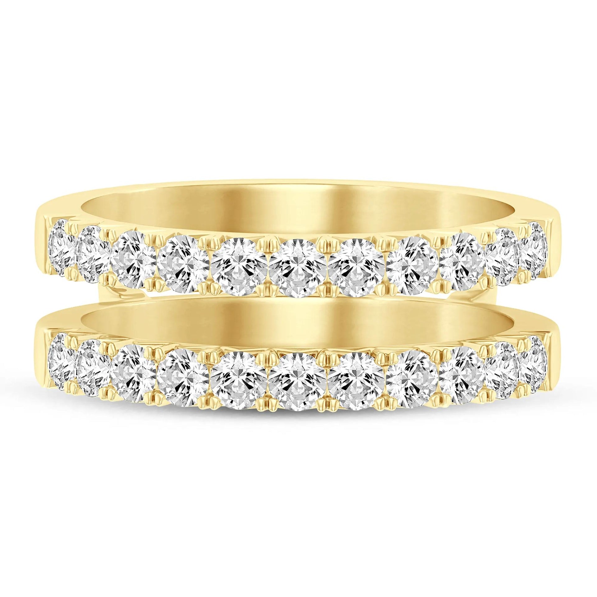 1 CT. Tw. Lab Grown Diamond French Pavé Ring Enhancer 14K Yellow Gold Size 6 7.5mm