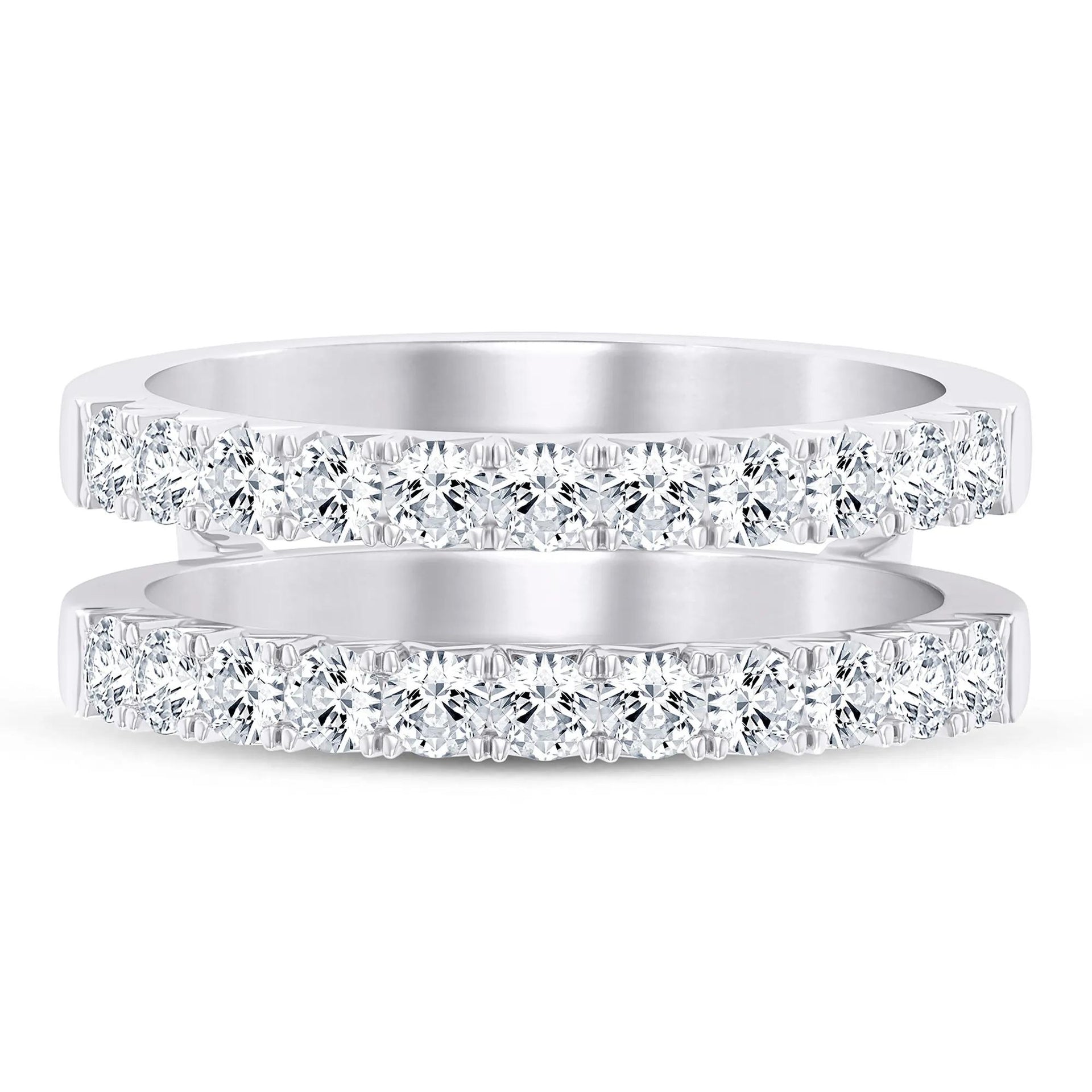 1 CT. Tw. Lab Grown Diamond French Pavé Ring Enhancer Platinum White Size 9 7.5mm