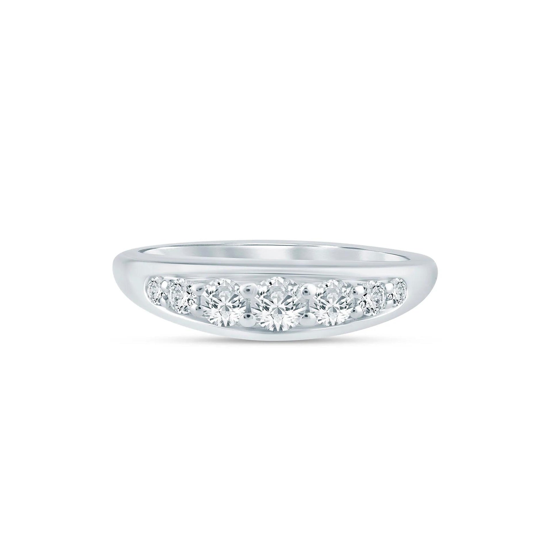 1/2 CT. Tw. Lab Grown Diamond Graduated Channel Band Ring 14K White Gold Size 5 1.5mm